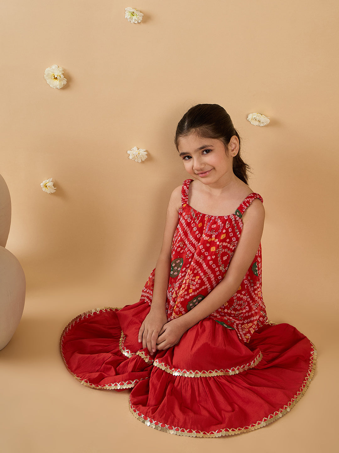 2-Piece Red Coloured Kurta And Sharara Set