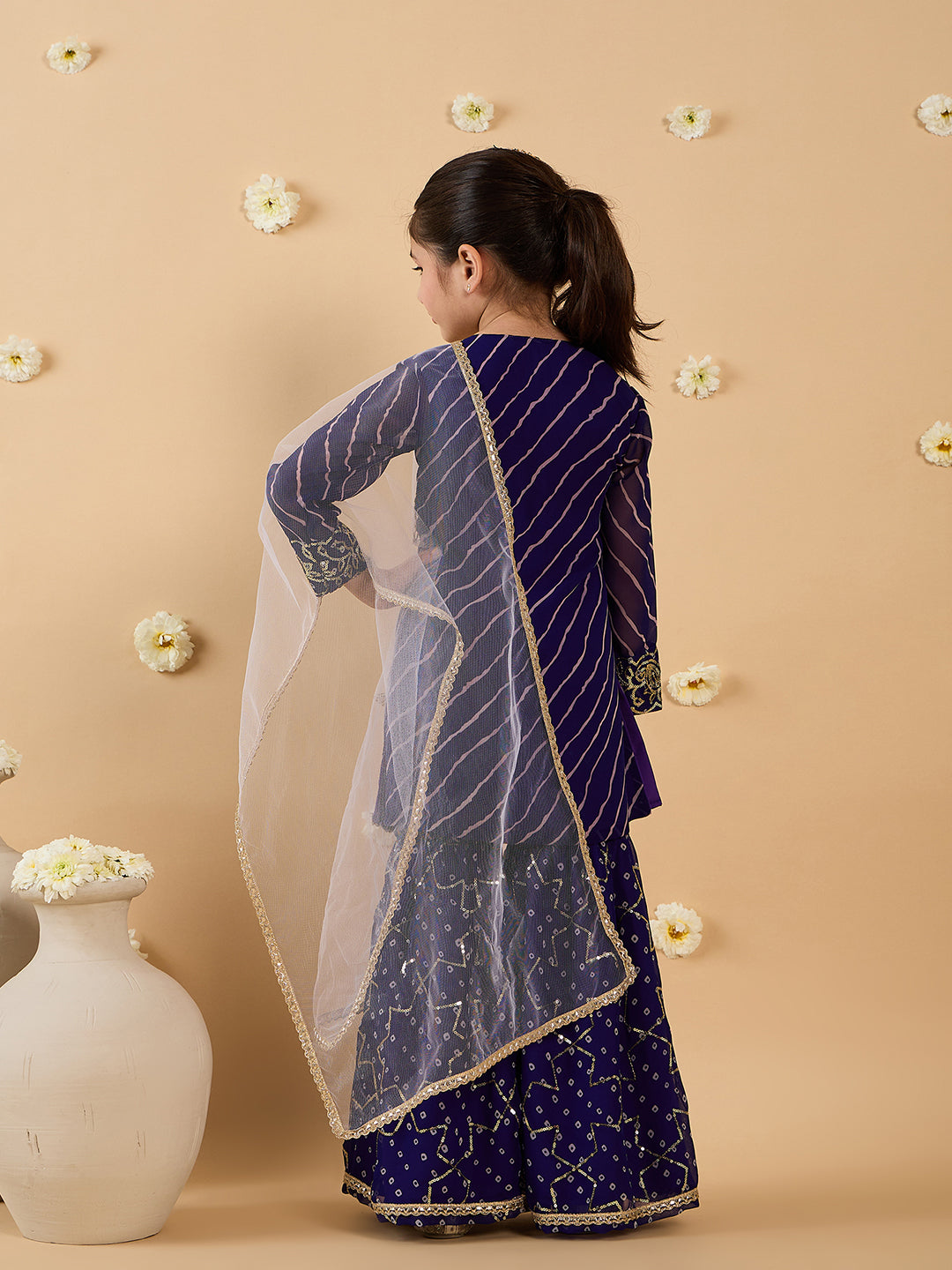 3-Piece Voilet Sharara Set And Dupatta