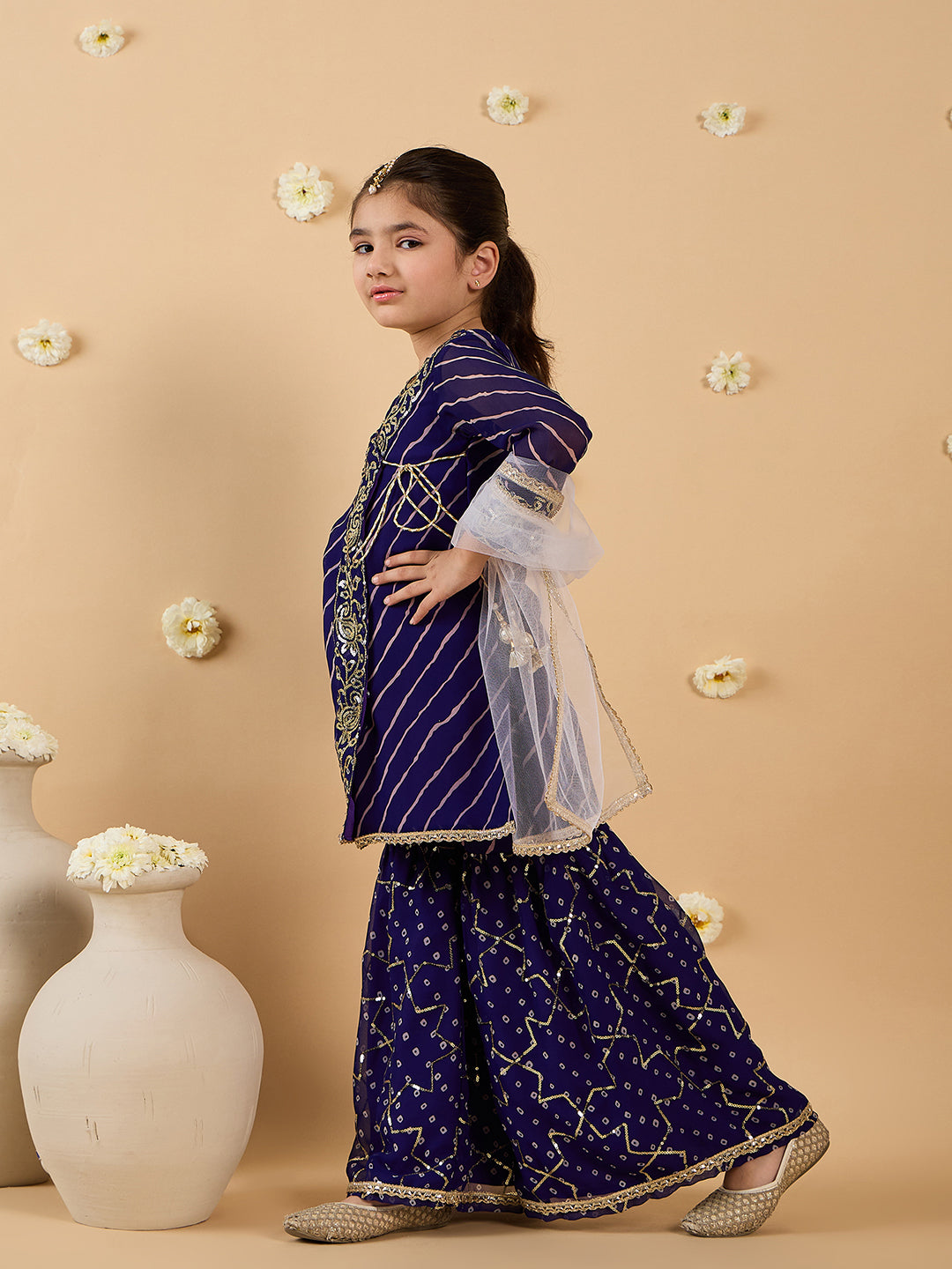 3-Piece Voilet Sharara Set And Dupatta