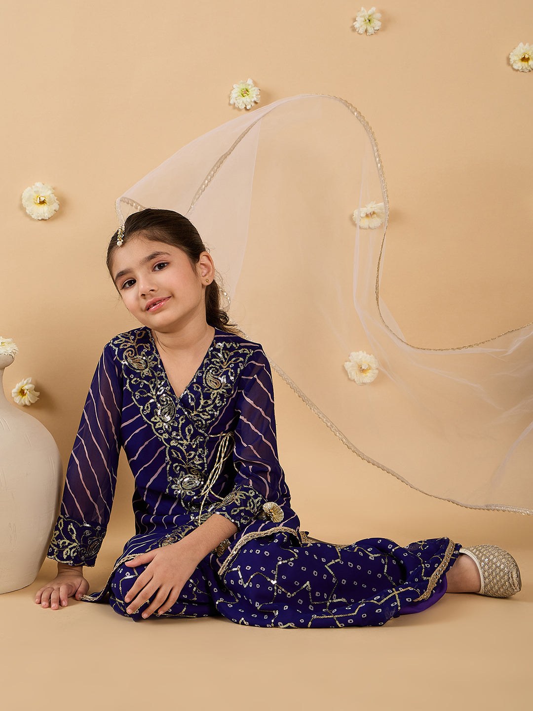 3-Piece Voilet Sharara Set And Dupatta