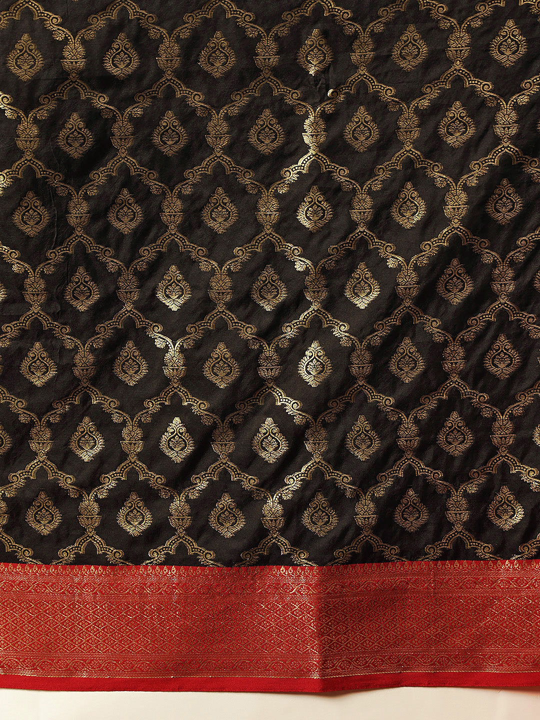 Women Black Banarasi Silk Woven Design Saree With Unstitched Blouse