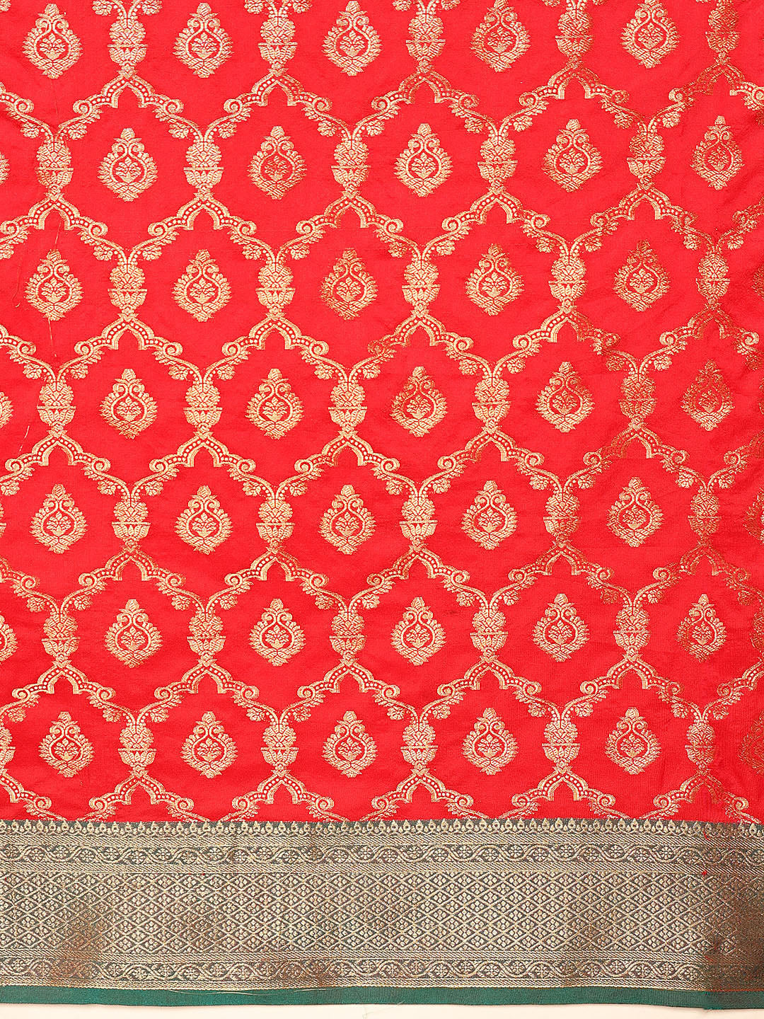 Women Red Banarasi Silk Woven Design Saree With Unstitched Blouse