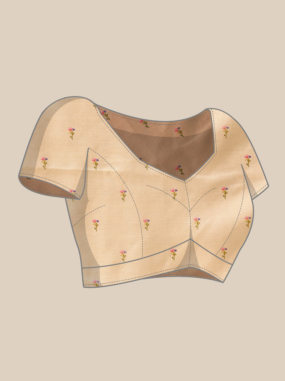 Women Beige Art Silk Digital Printed Saree With Unstitched Blouse