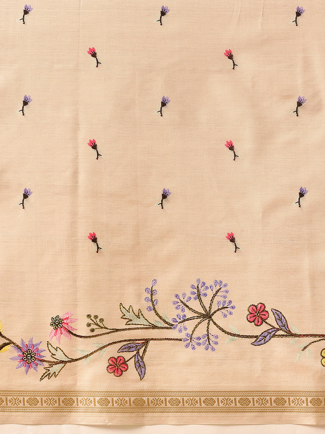 Women Beige Art Silk Digital Printed Saree With Unstitched Blouse