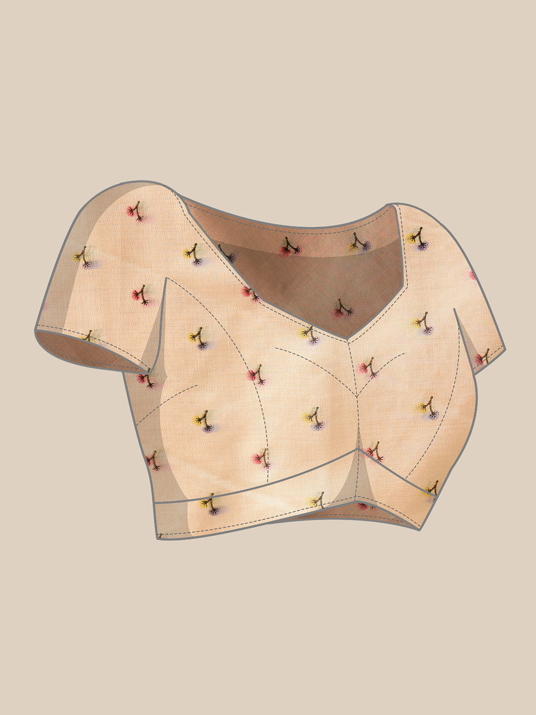 Women Beige Art Silk Digital Printed Saree With Unstitched Blouse