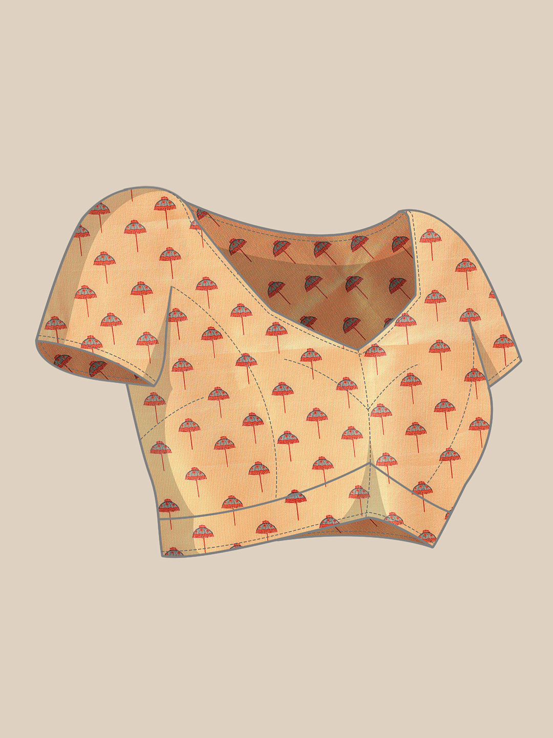 Women Beige Art Silk Digital Printed Saree With Unstitched Blouse