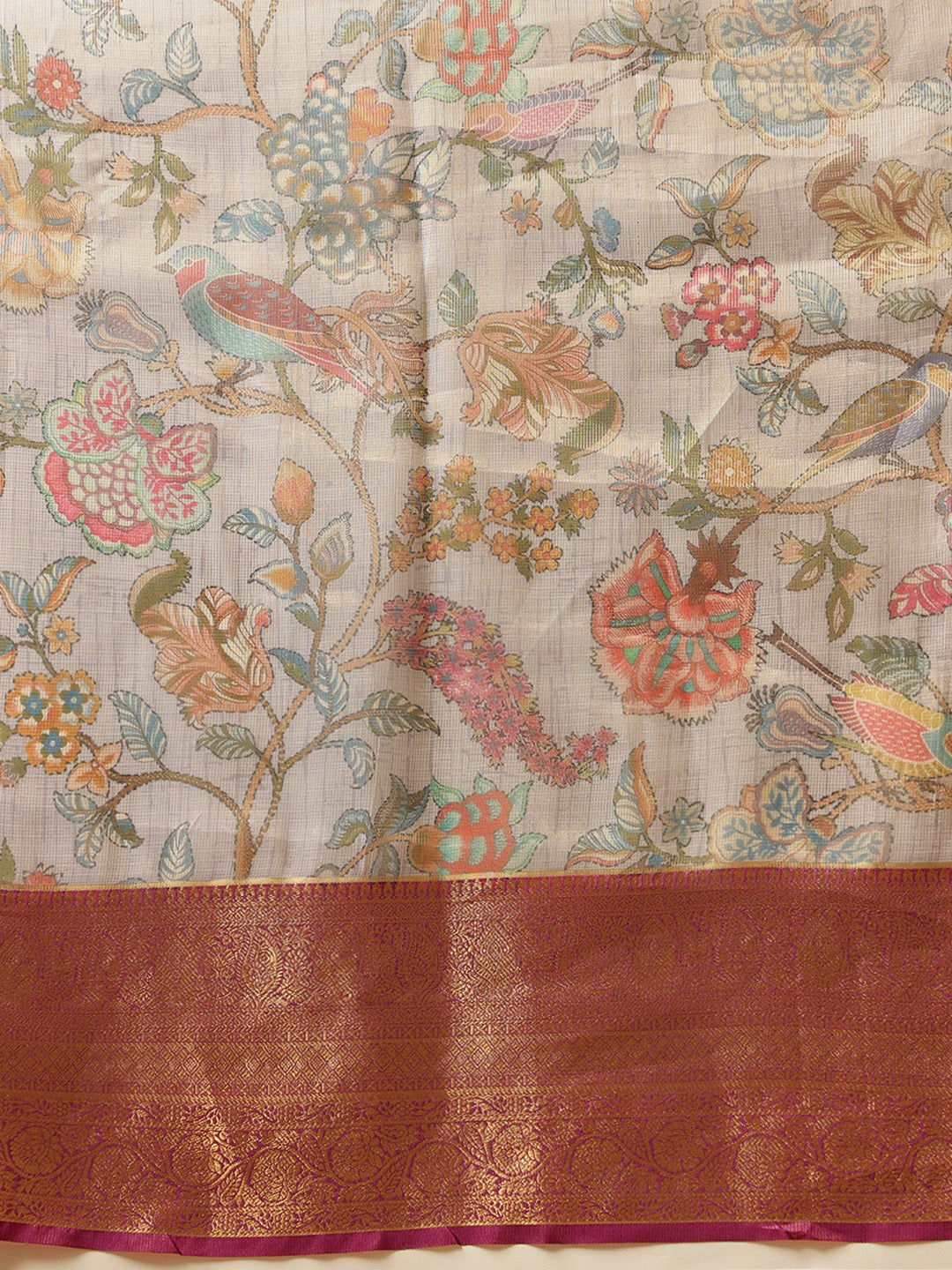 Women Lavender Muga Silk Digital Printed Saree With Unstitched Blouse