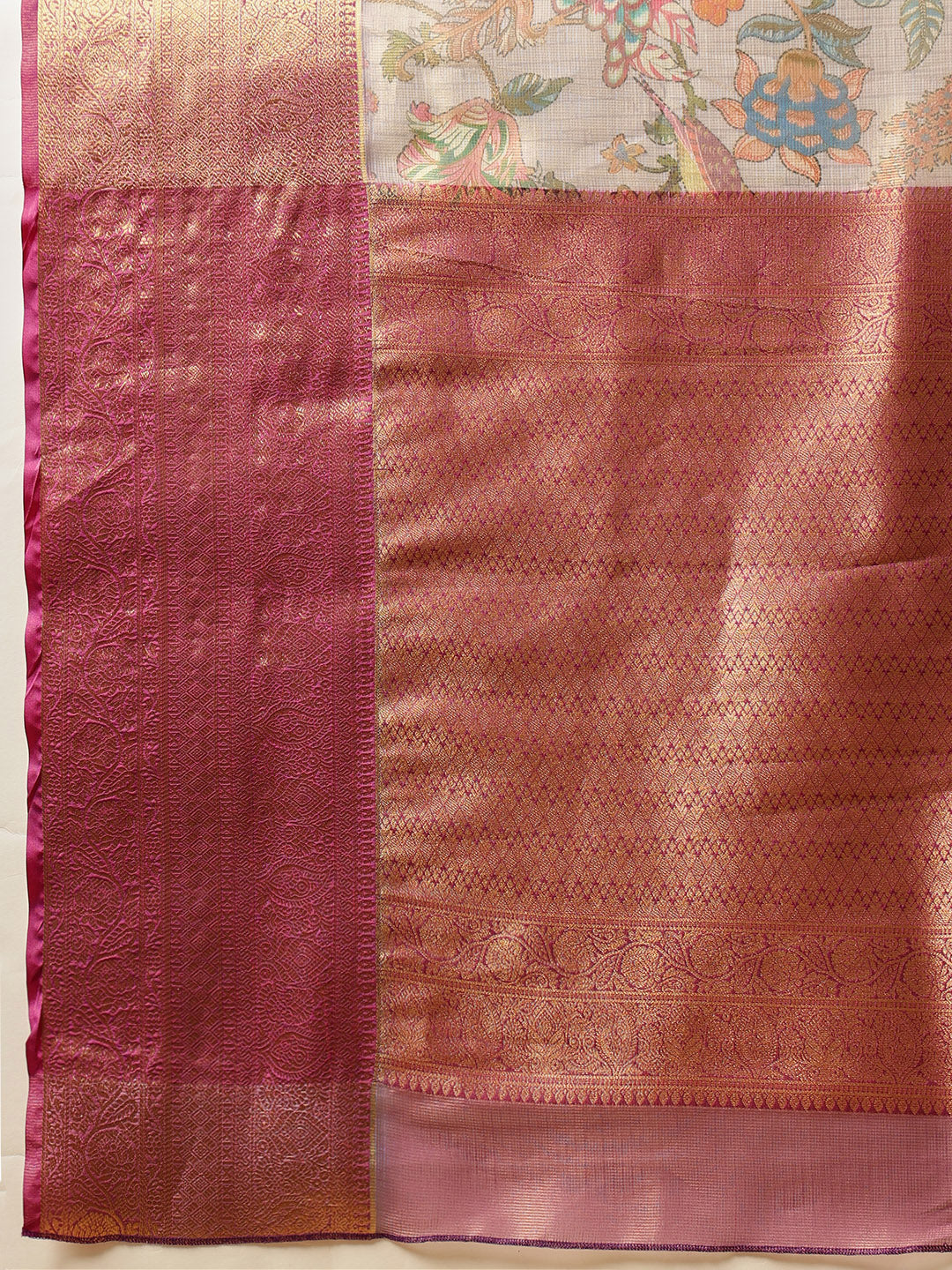 Women Lavender Muga Silk Digital Printed Saree With Unstitched Blouse