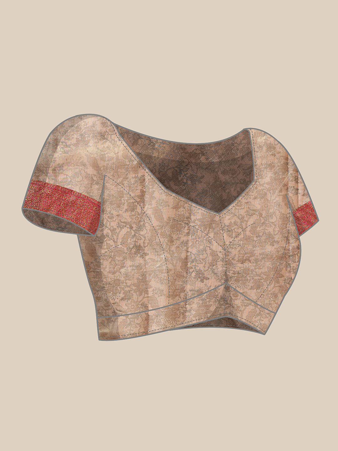 Women Peach Muga Silk Digital Printed Saree With Unstitched Blouse