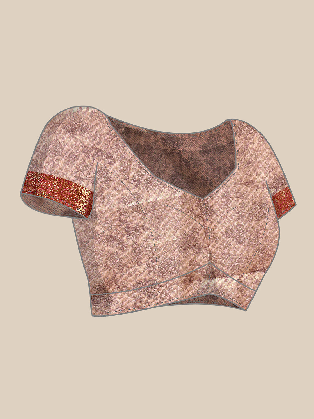 Women Pink Muga Silk Digital Printed Saree With Unstitched Blouse