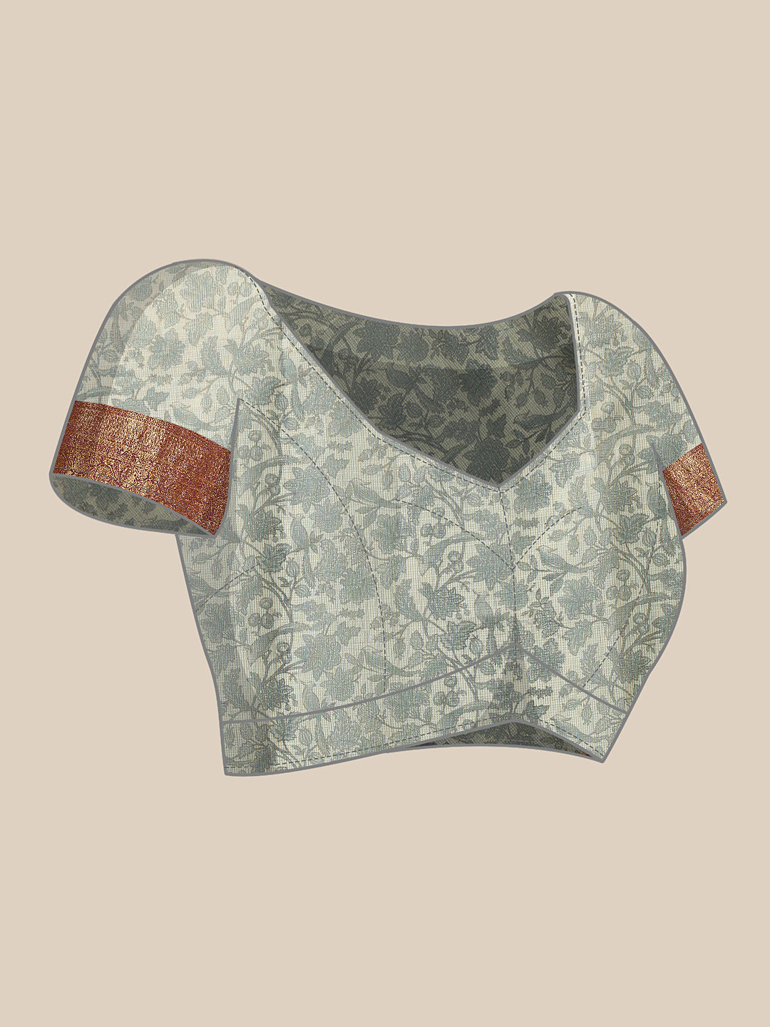 Women Teal Muga Silk Digital Printed Saree With Unstitched Blouse