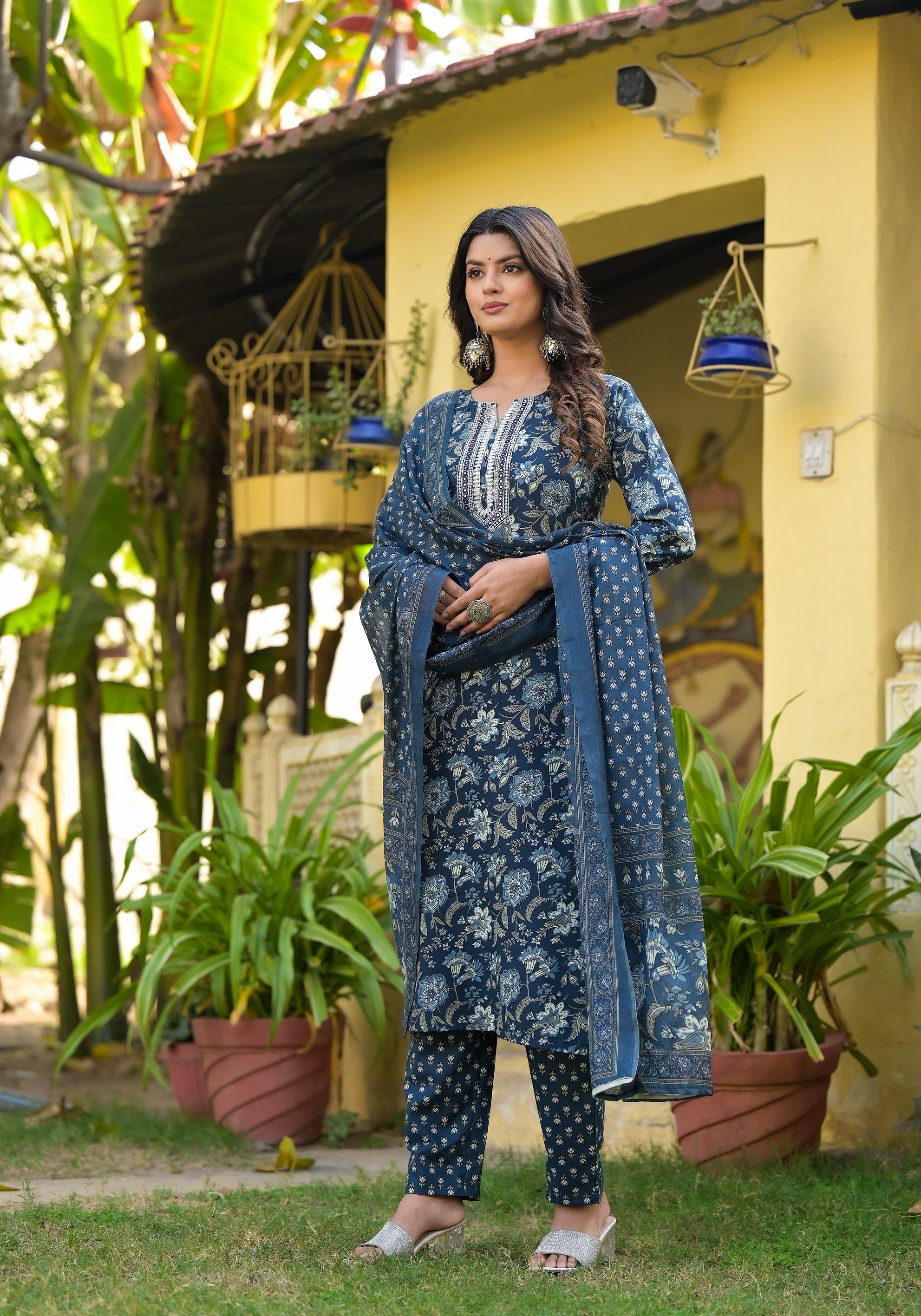 Women Party Wear Printed Rayon Kurta With Pant And Duppata Set