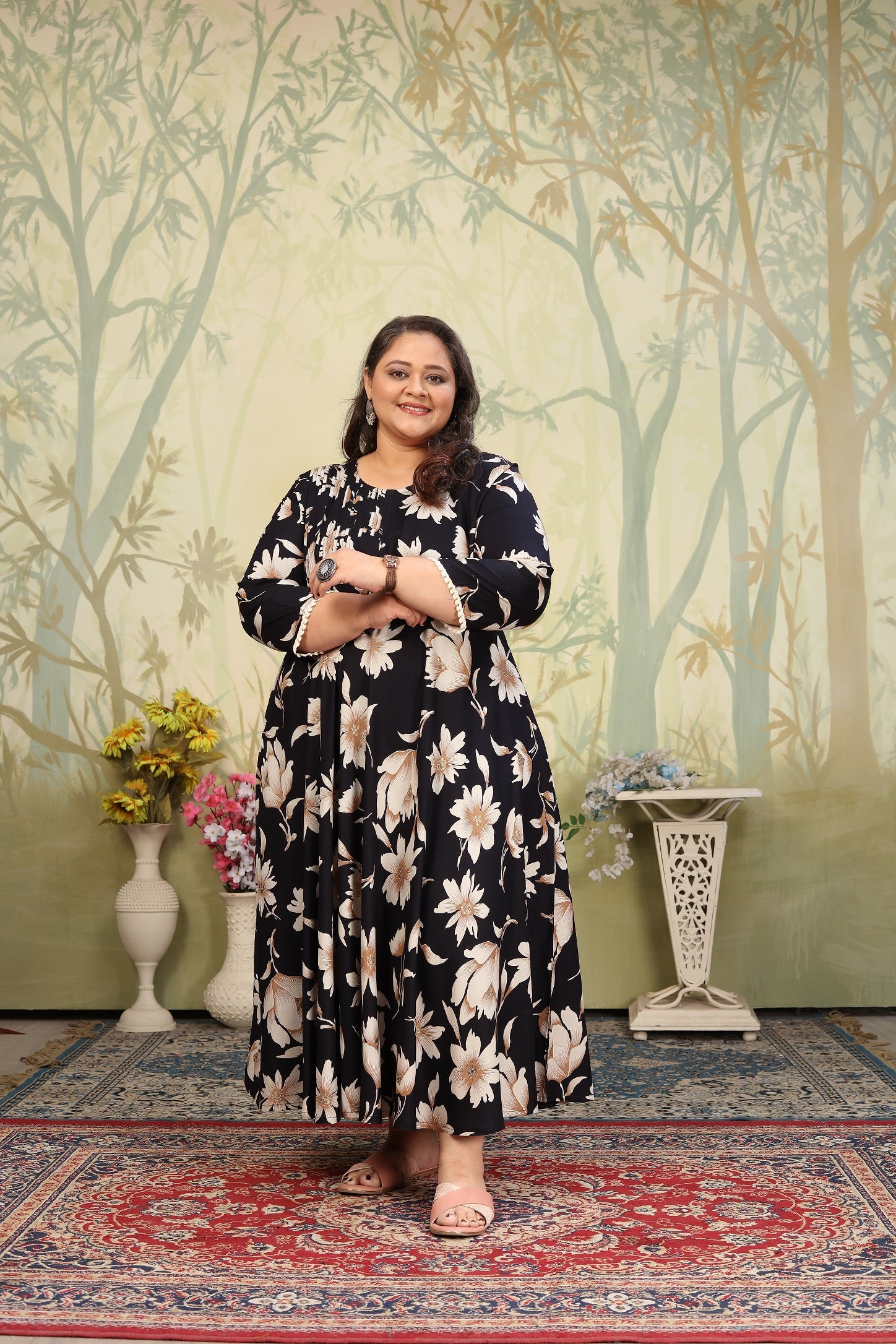 Women Party Wear Flower Printed Kurti NOZ2TOZ - Made In INDIA.