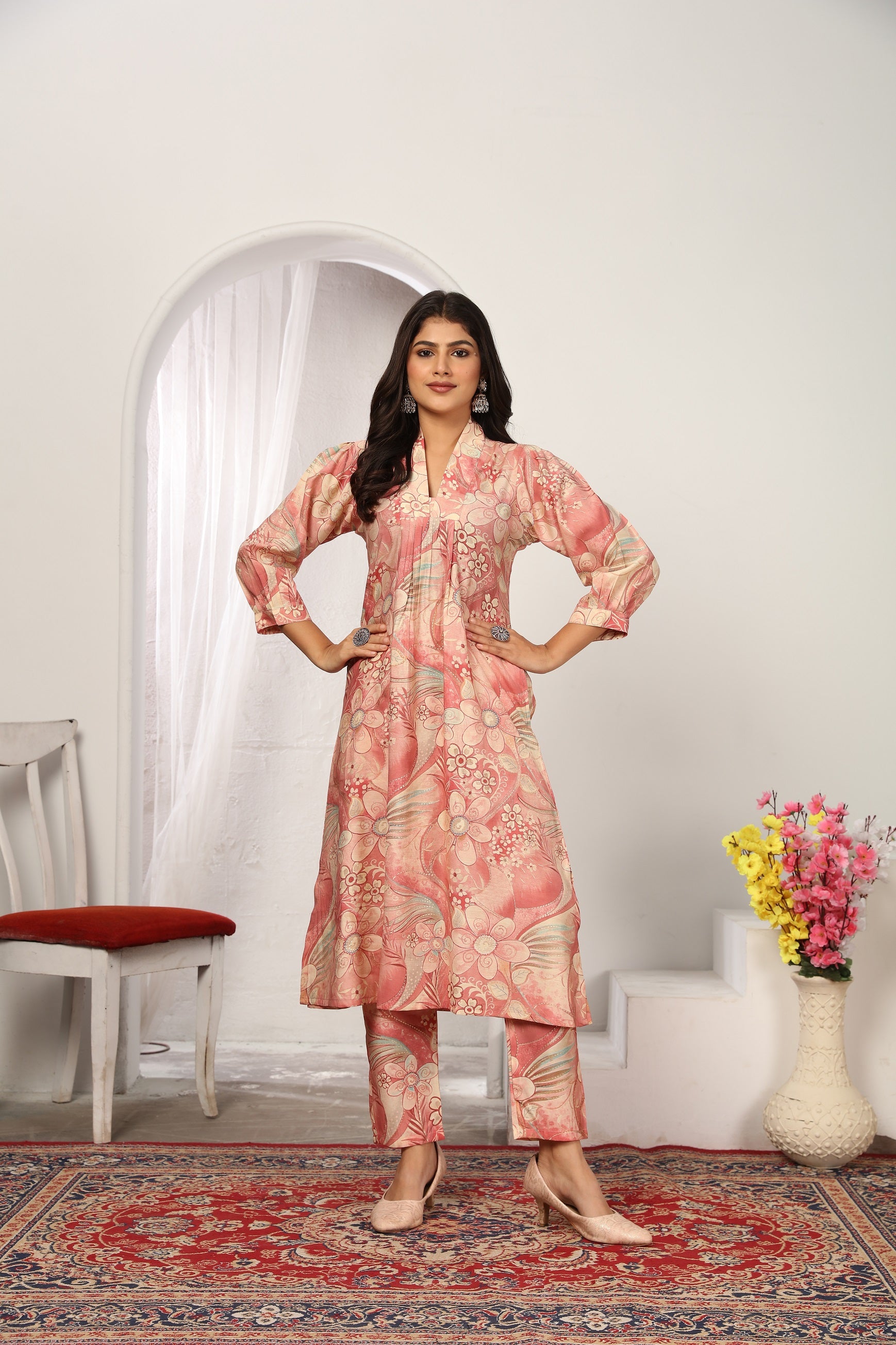 Women Party Wear Flower Printed Co-Ord Set  NOZ2TOZ - Made In INDIA.