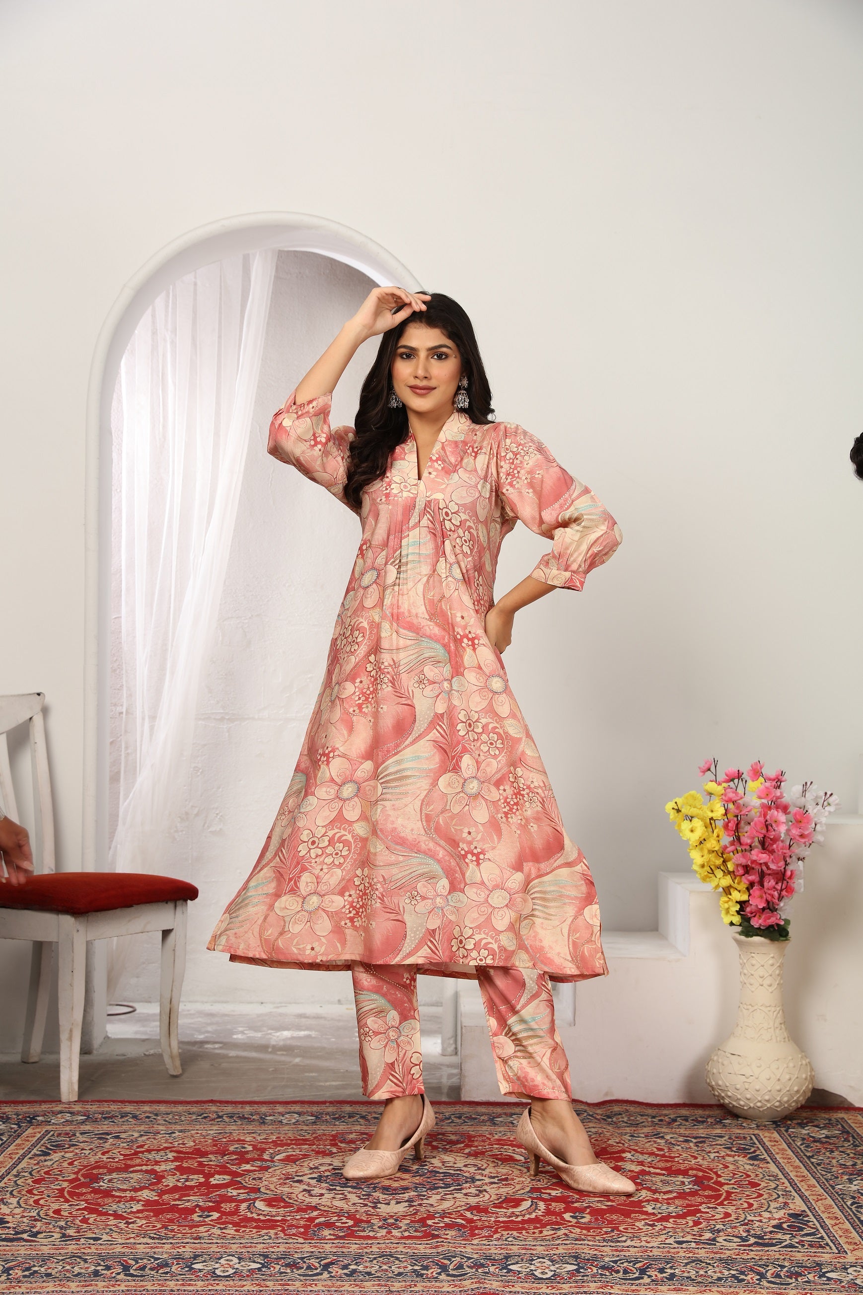 Women Party Wear Flower Printed Co-Ord Set  NOZ2TOZ - Made In INDIA.