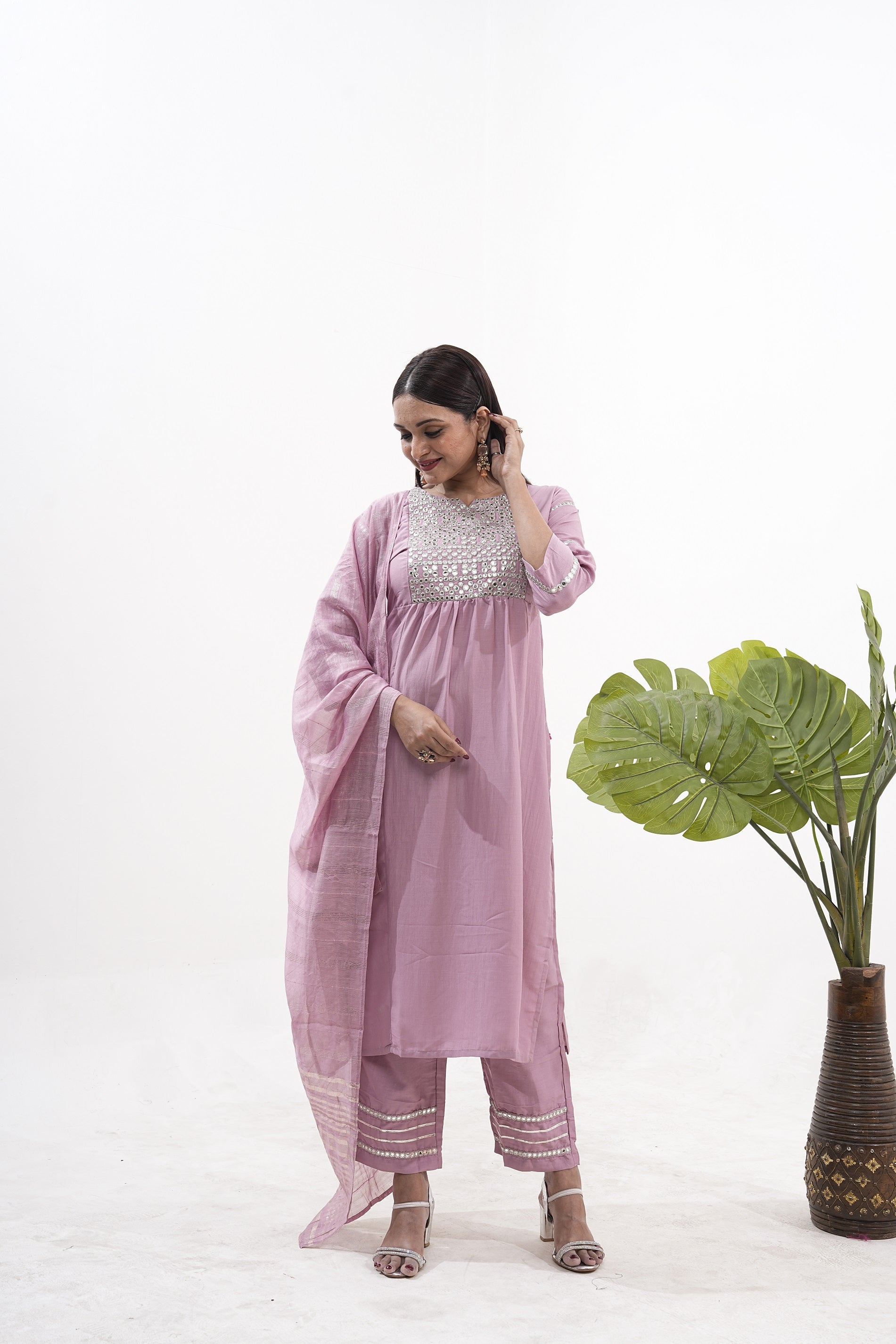 Women Party Wear Embroidery Worked Kurta With Pant And Duppata Set NOZ2TOZ - Made In INDIA.