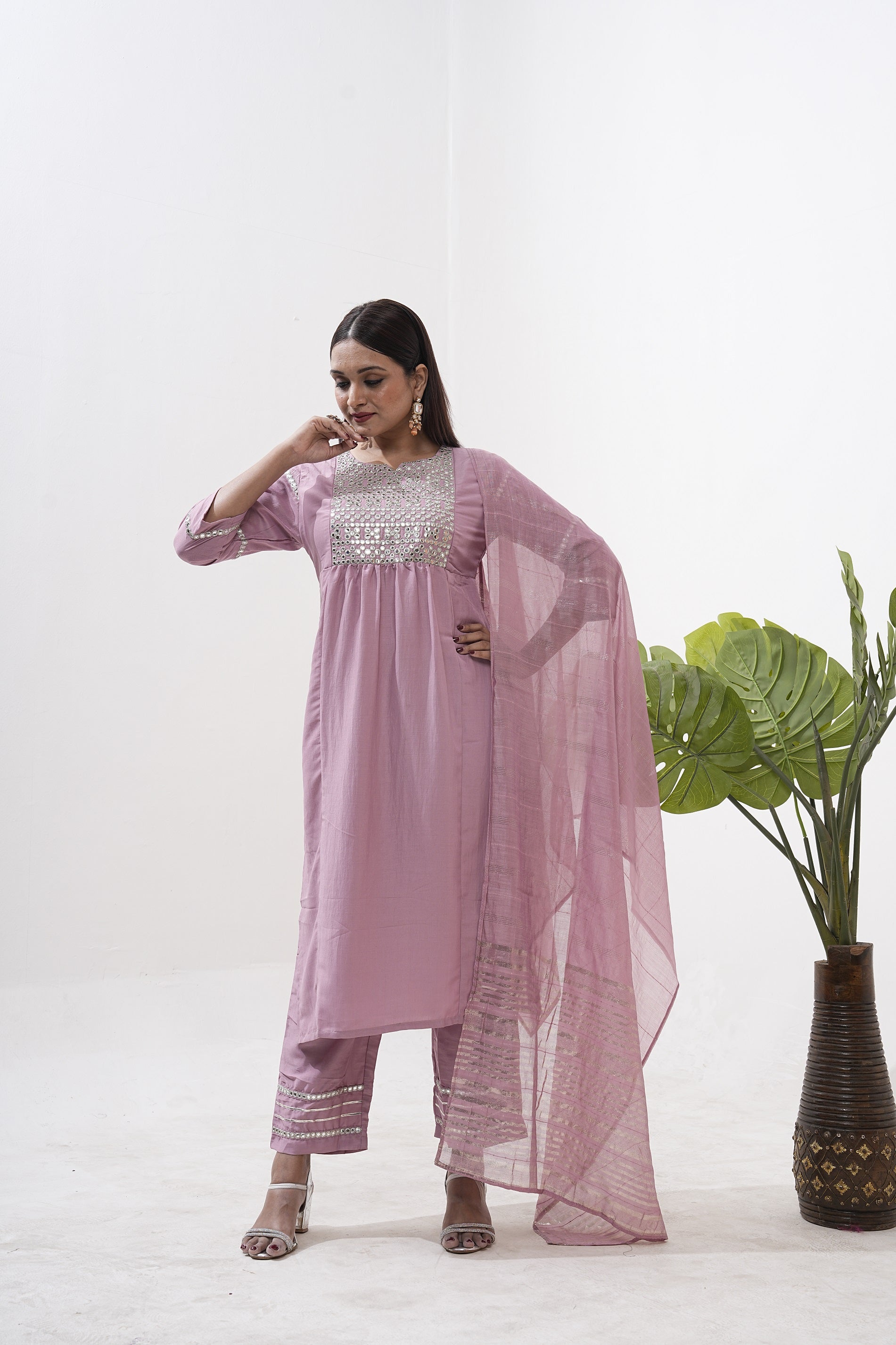 Women Party Wear Embroidery Worked Kurta With Pant And Duppata Set NOZ2TOZ - Made In INDIA.