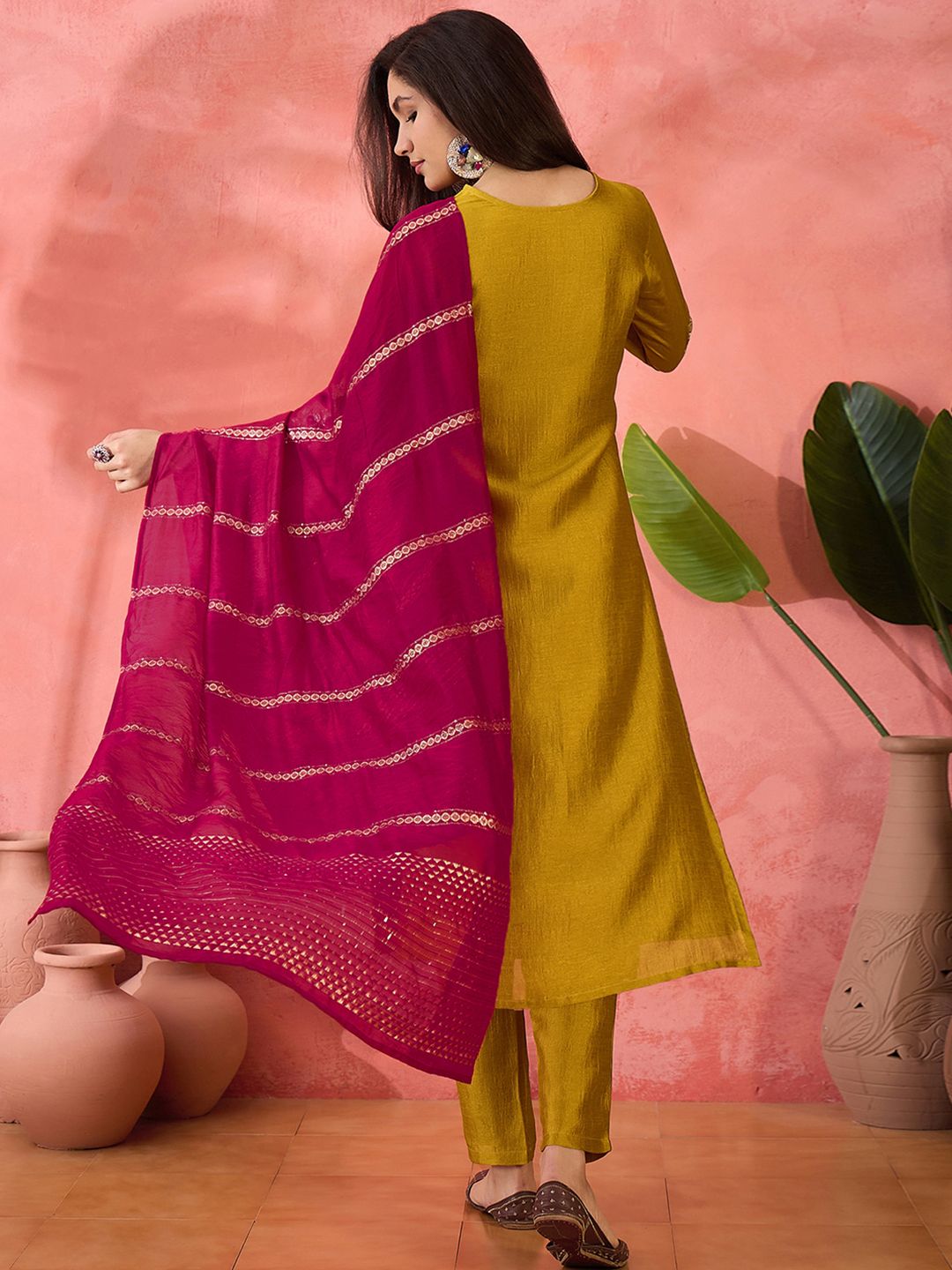 Women Party Wear Embroidery Worked Kurta With Pant And Duppata Set NOZ2TOZ - Made In INDIA.