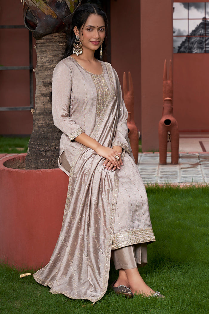 Women Embroidery Worked Kurta With Pant And Duppata Set