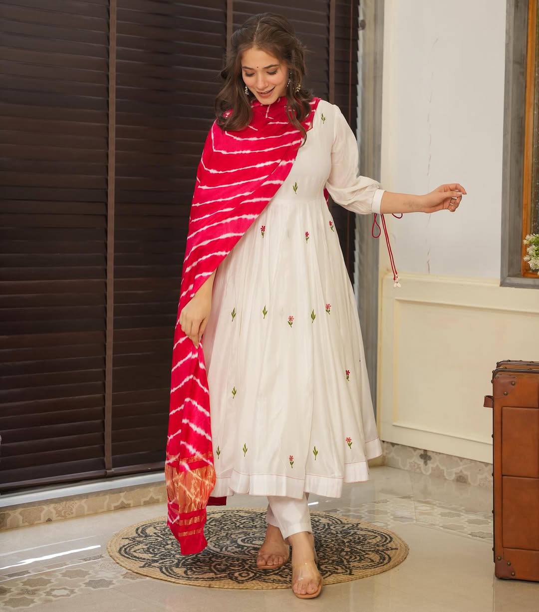Women Embroidery Worked Kurta With Pant And Duppata Set