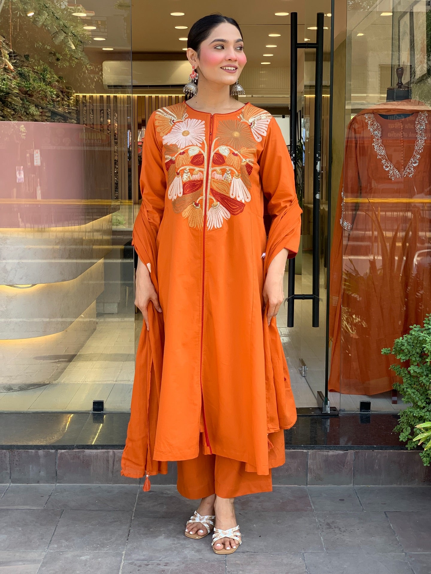 Women Embroidery Worked Kurta With Pant And Duppata Set