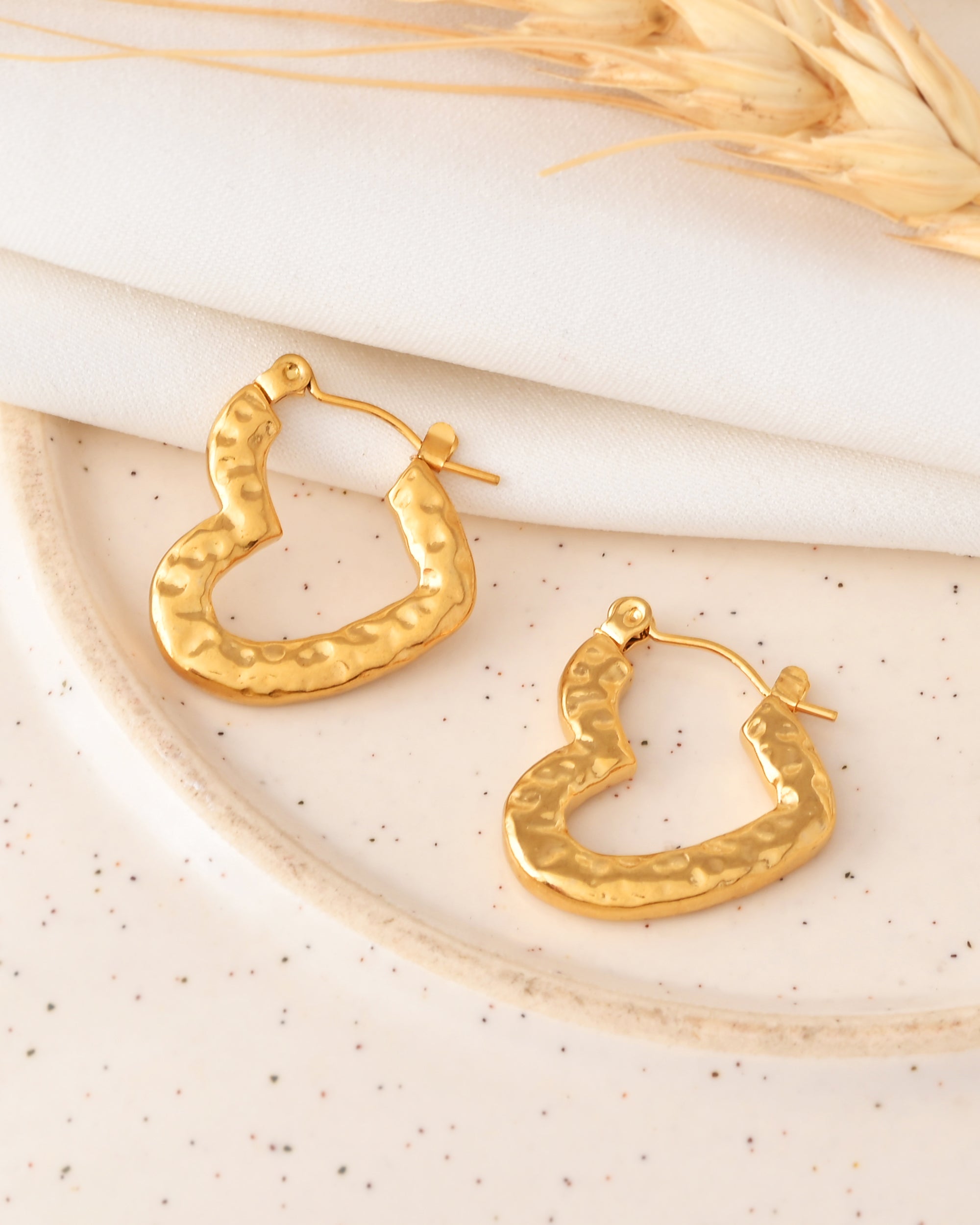 Gold-Tone Hammered Irregular Hoop Earrings