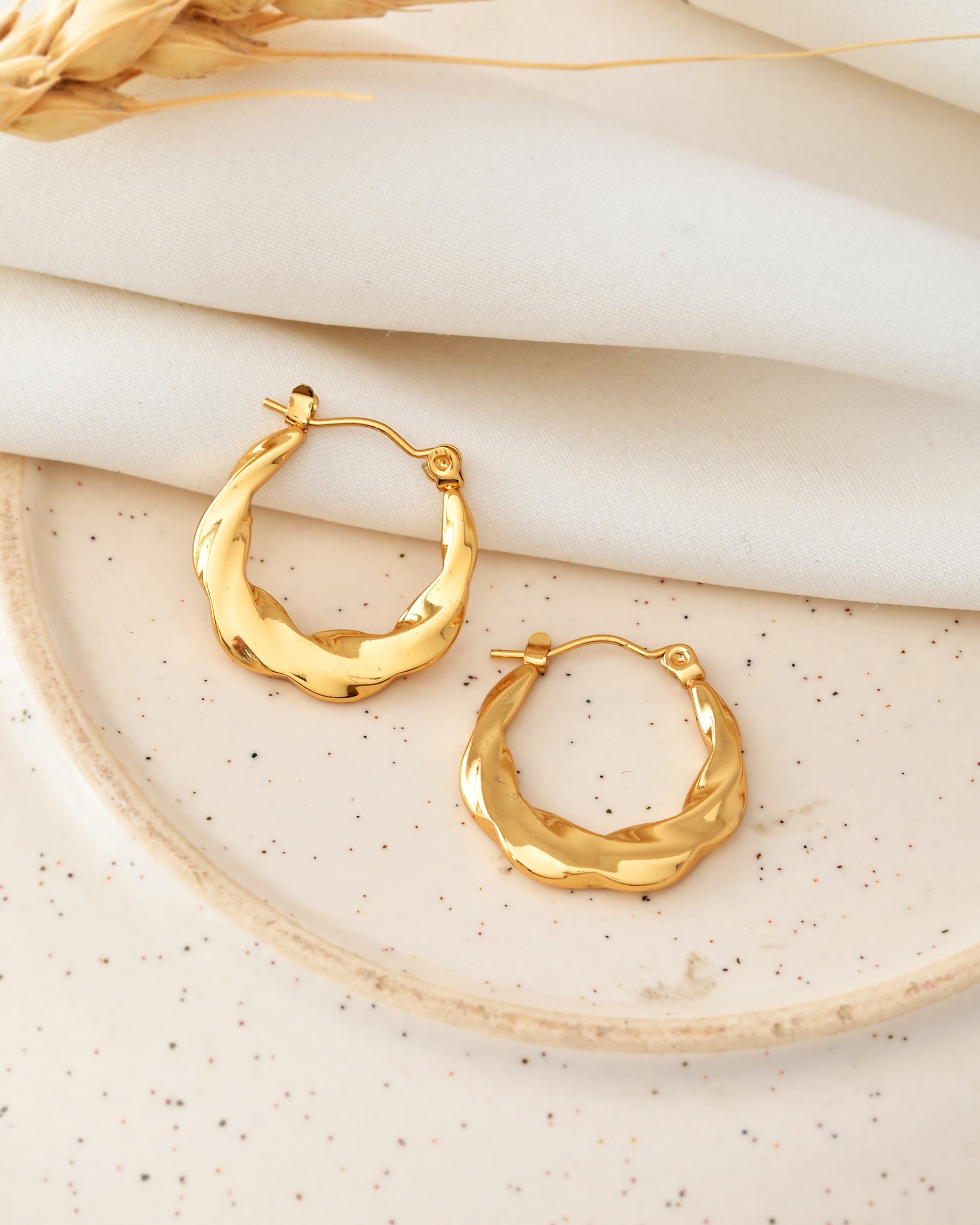 Gold-Tone Textured Hoop Earrings