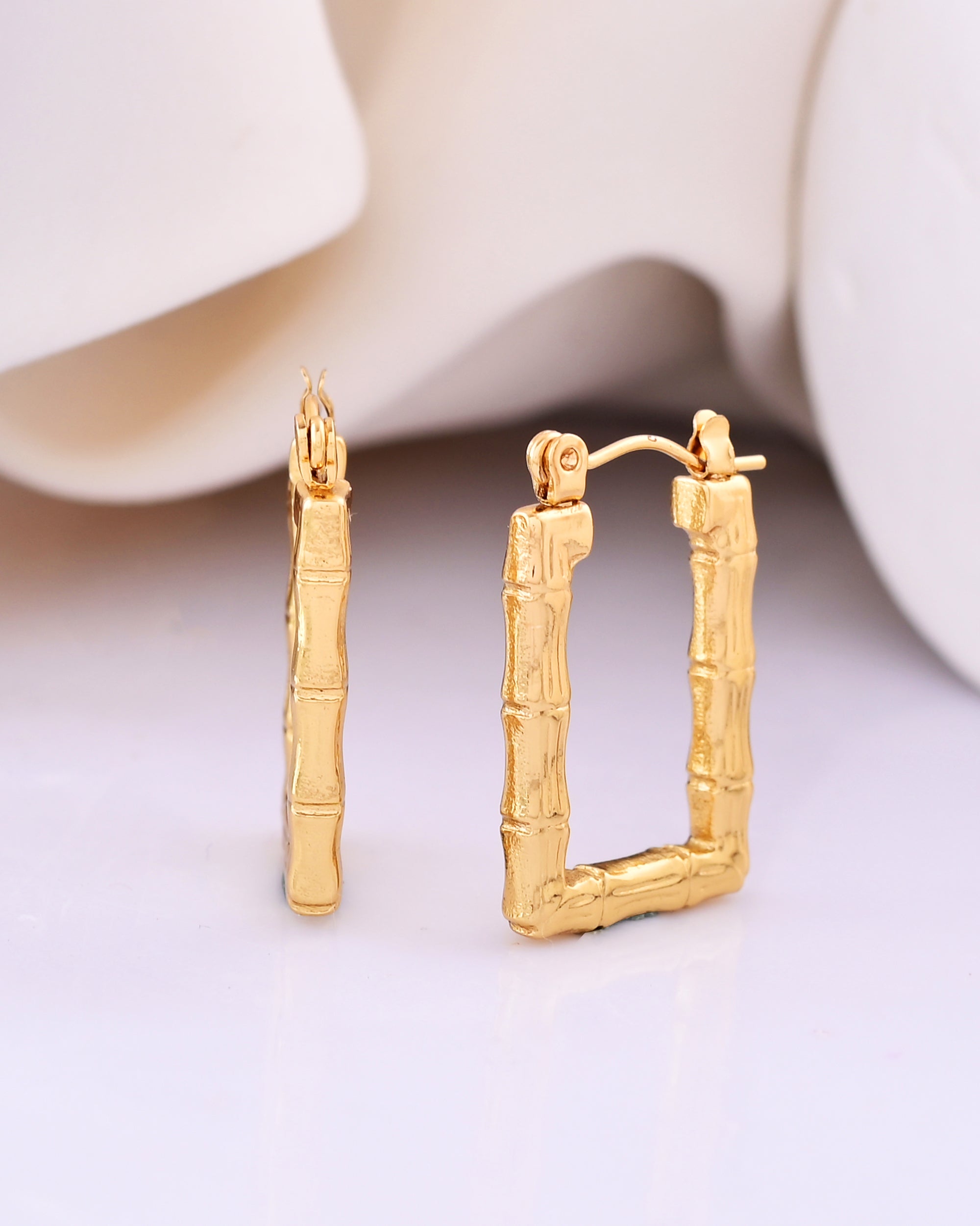 Gold-Tone Rectangular Hoop Earrings