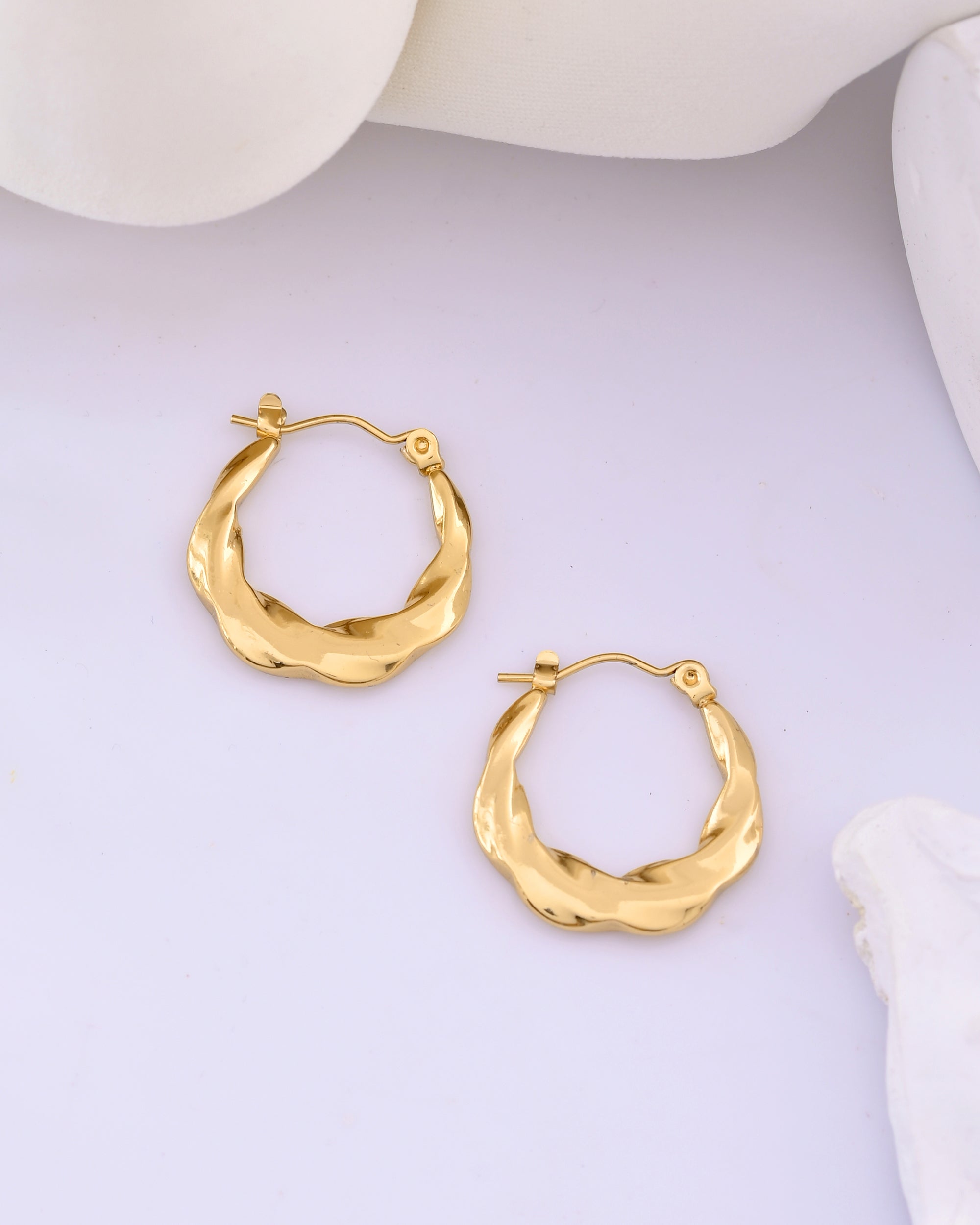 Gold-Tone Textured Hoop Earrings