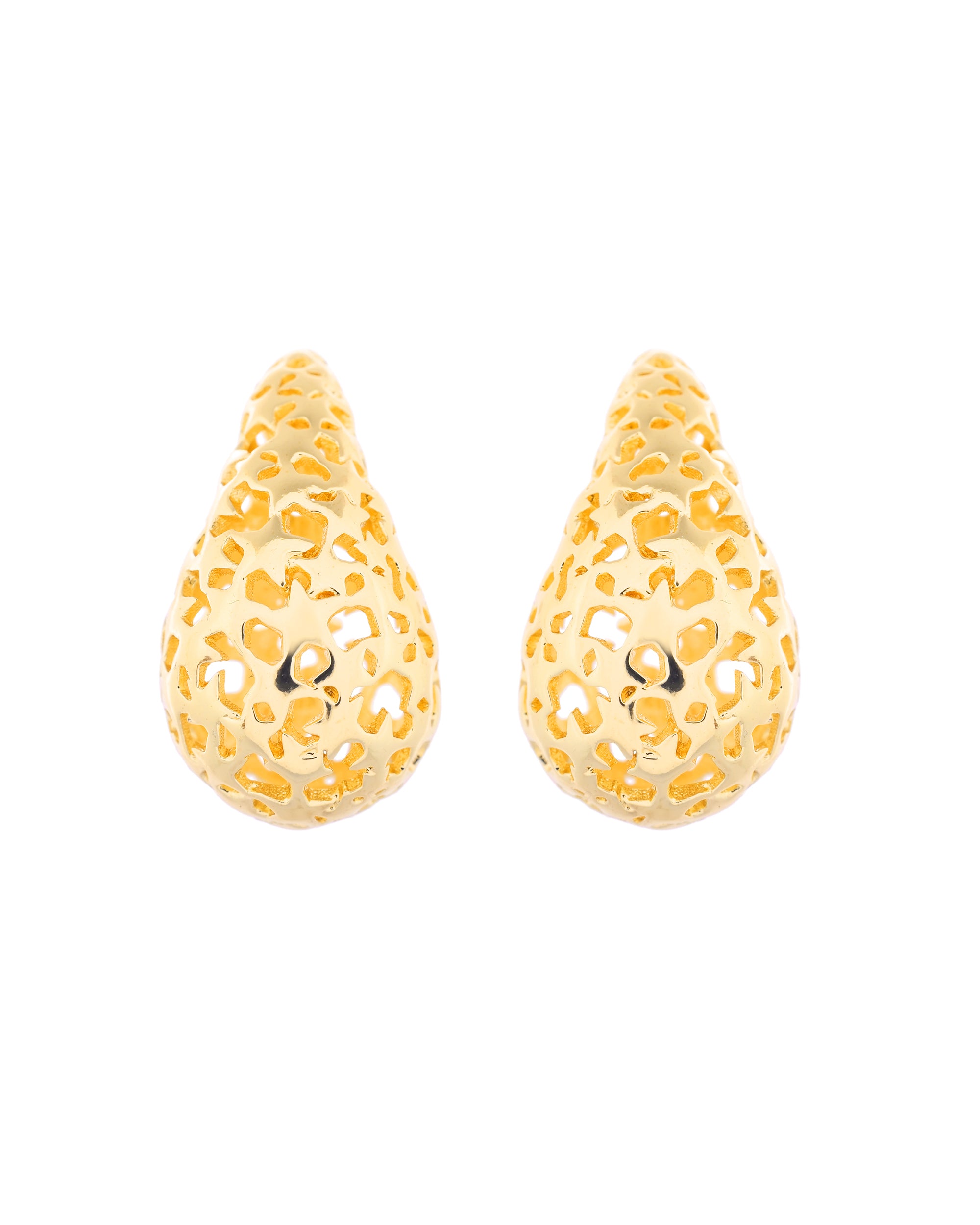 Gold-Plated Teardrop Cut-Out Earrings