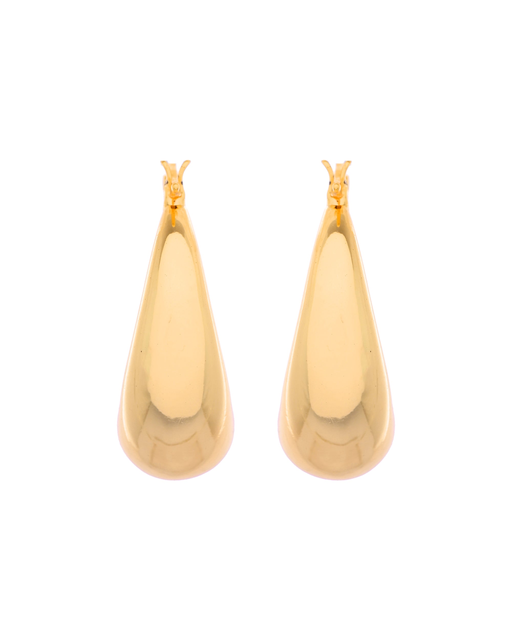Gold-Plated Round Drop Hoop Earrings