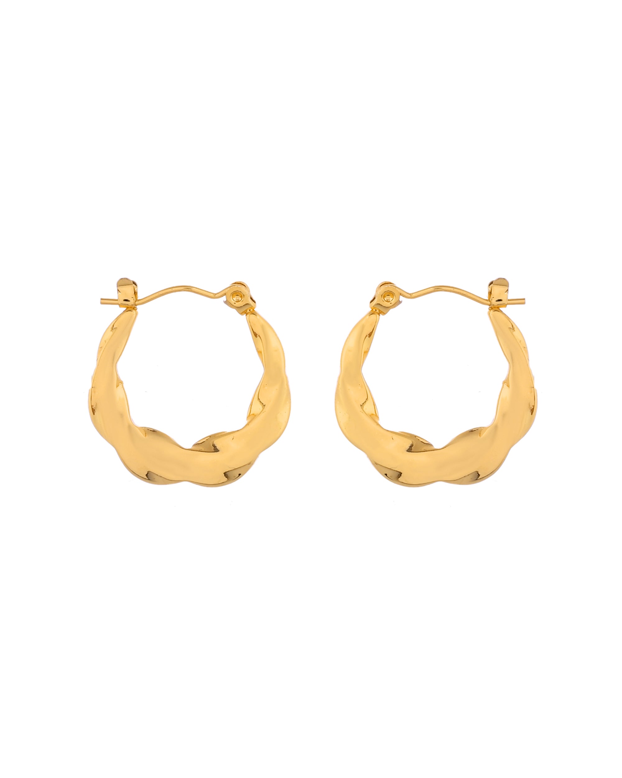 Gold-Tone Textured Hoop Earrings