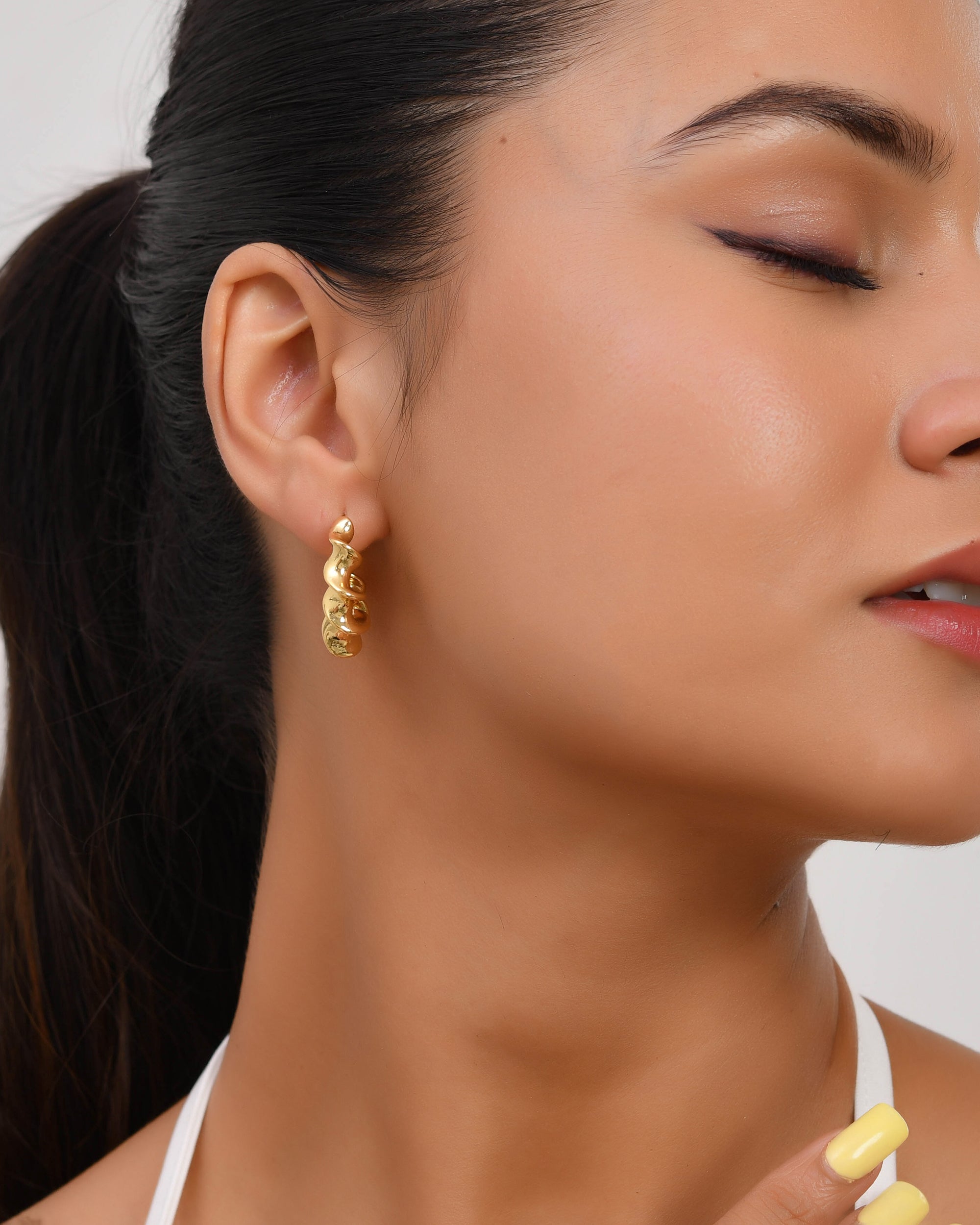 Gold-Tone Designer Zigzag Hoop Earrings
