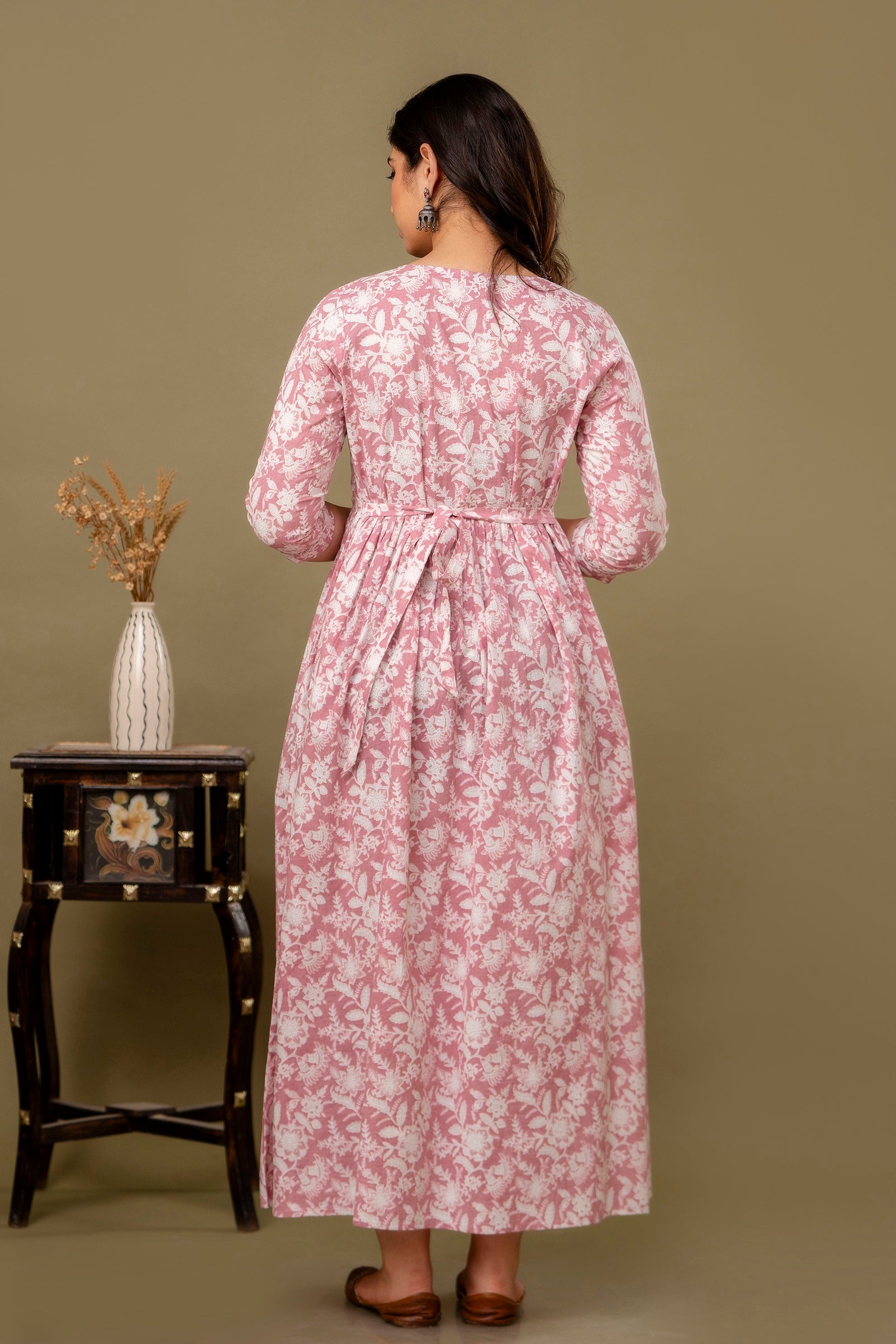 Women Floral Printed Pure Cotton Flared Maternity Maxi Dress