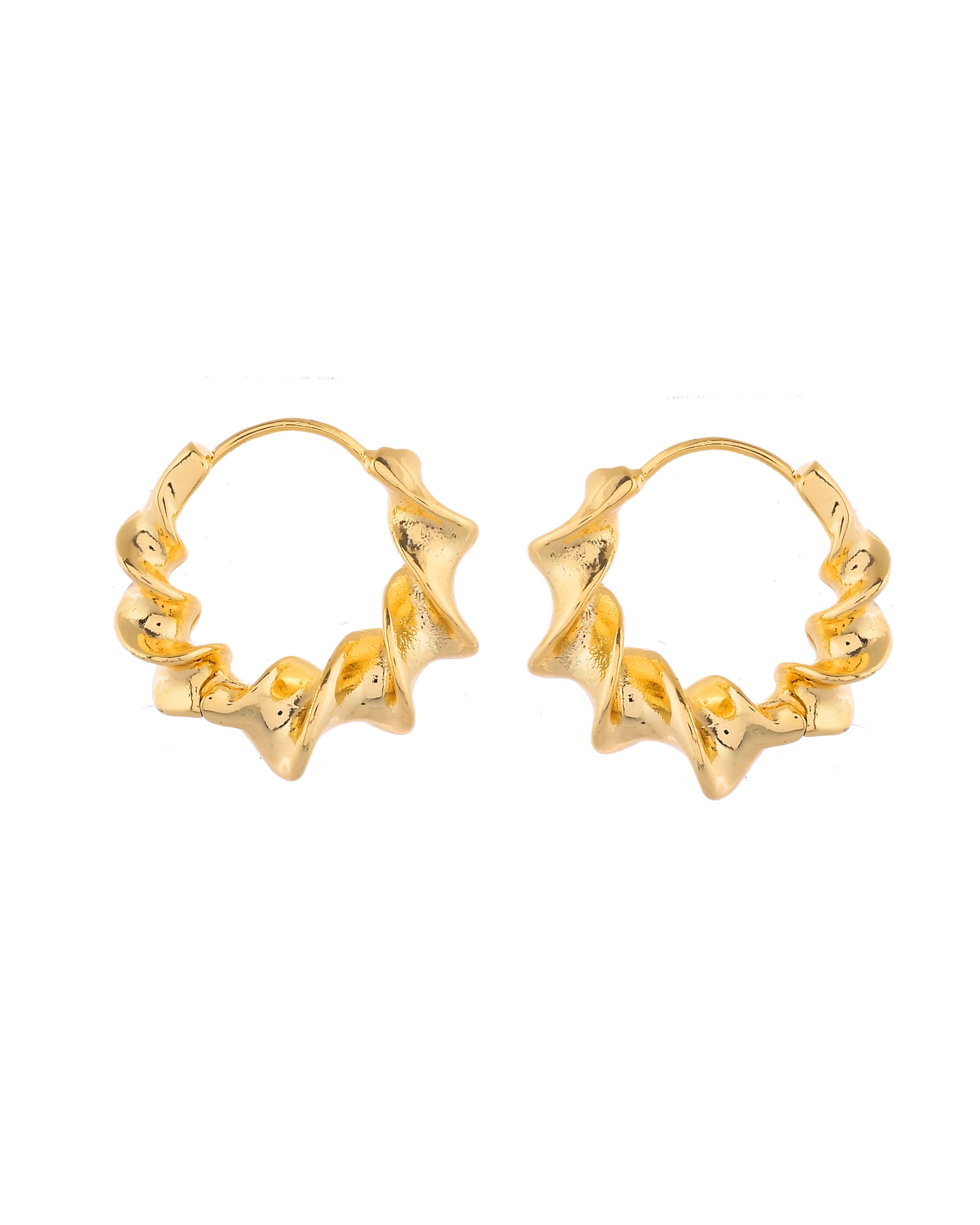 Gold-Tone Designer Zigzag Hoop Earrings