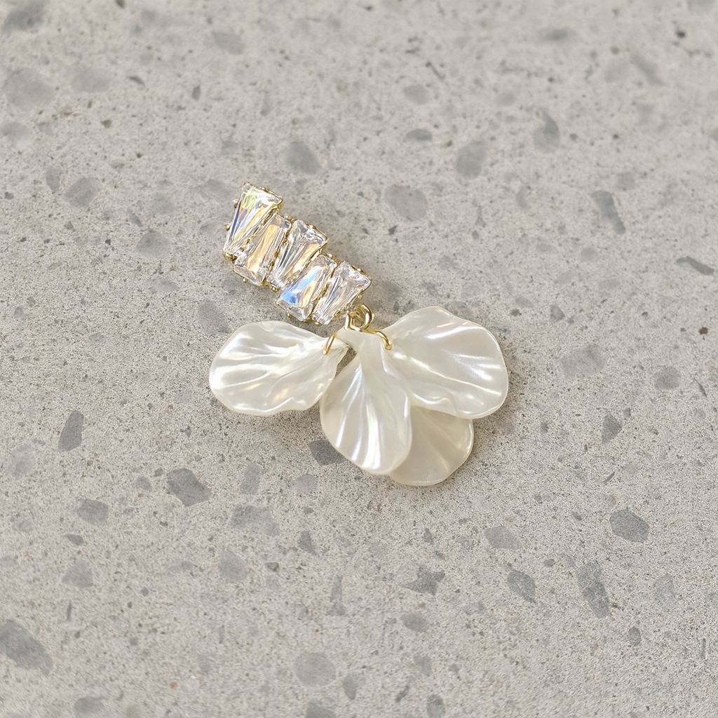 Elegant Pearl Flower Drop Earrings with Crystal Accents