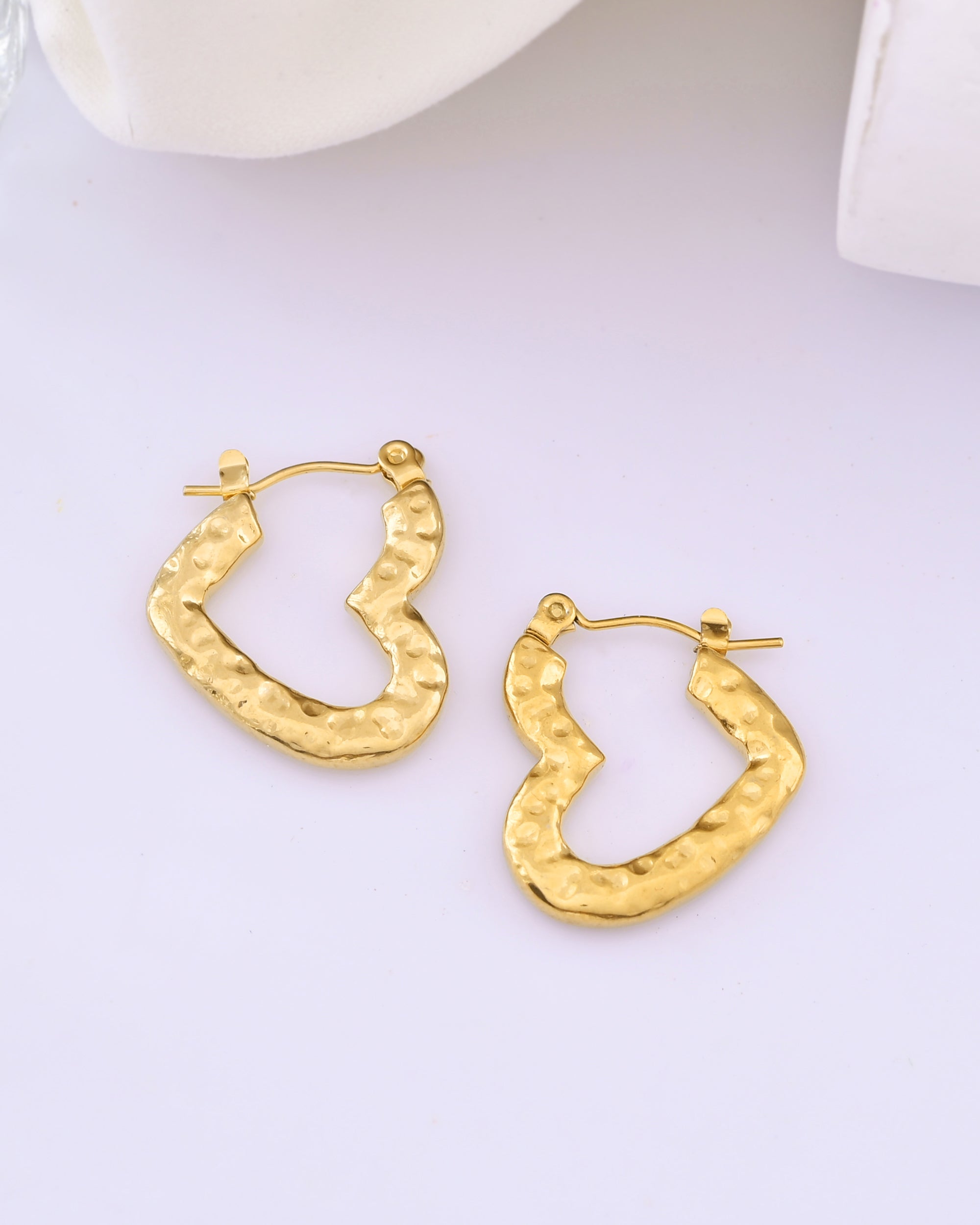 Gold-Tone Hammered Irregular Hoop Earrings