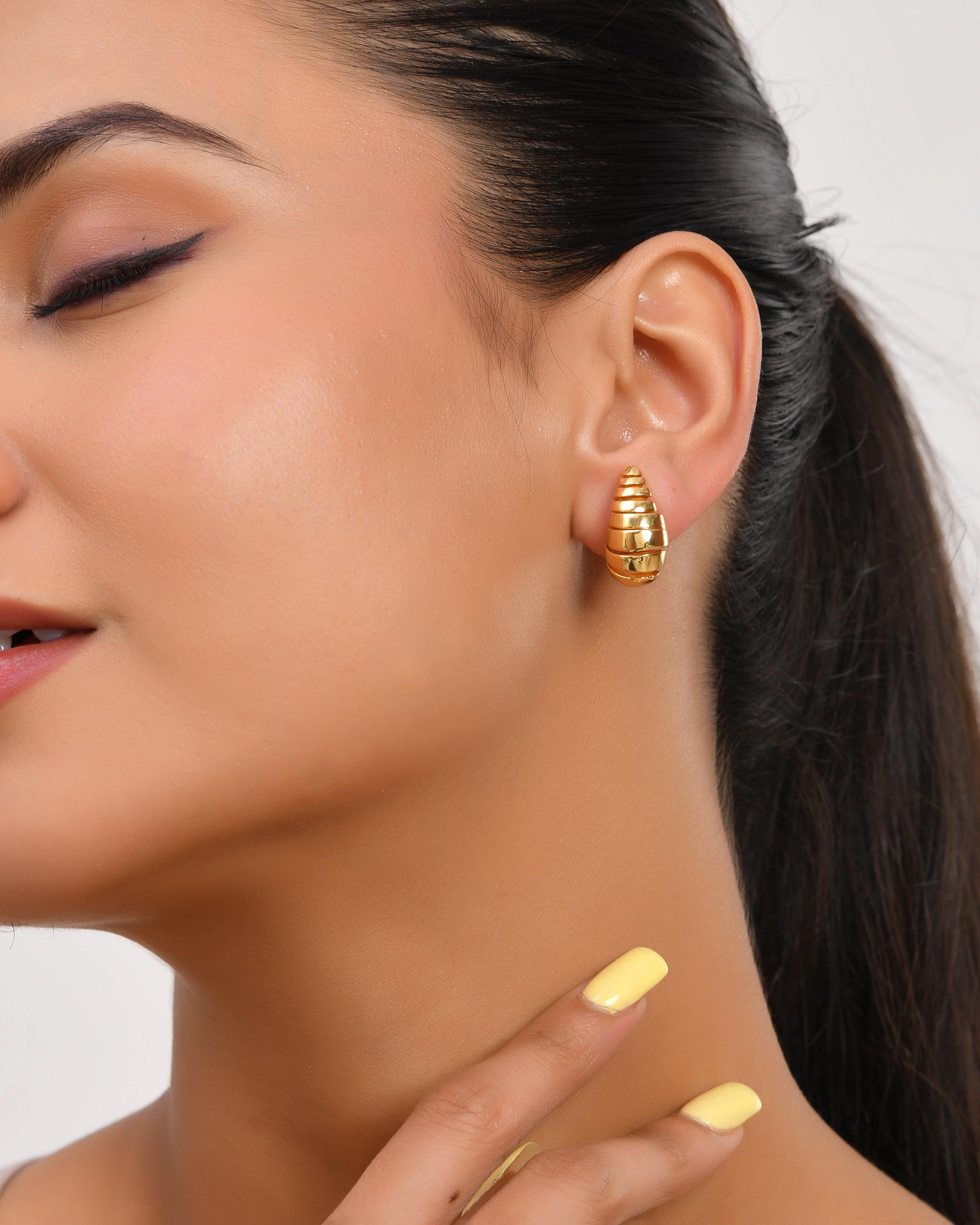 Gold-Plated Spiral Teardrop Earrings