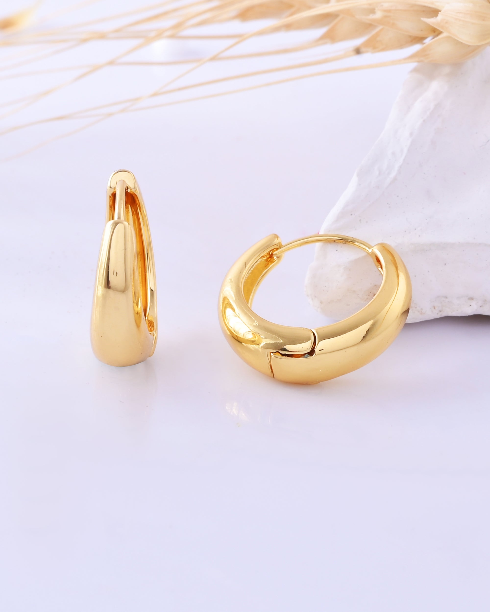 Gold-Plated Smooth Hoop Earrings Minimalist Design
