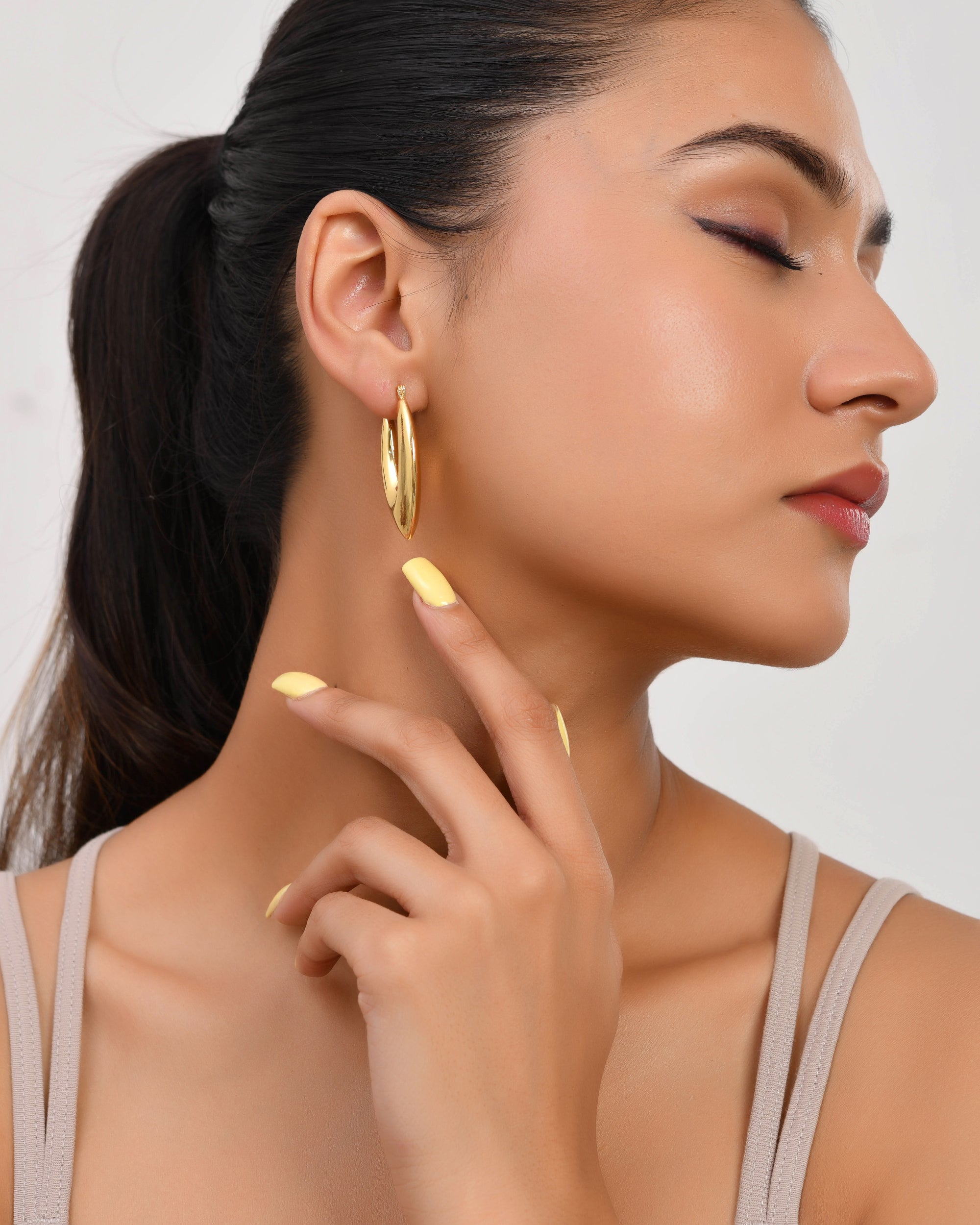 Gold-Plated V-Shaped Hoop Earrings