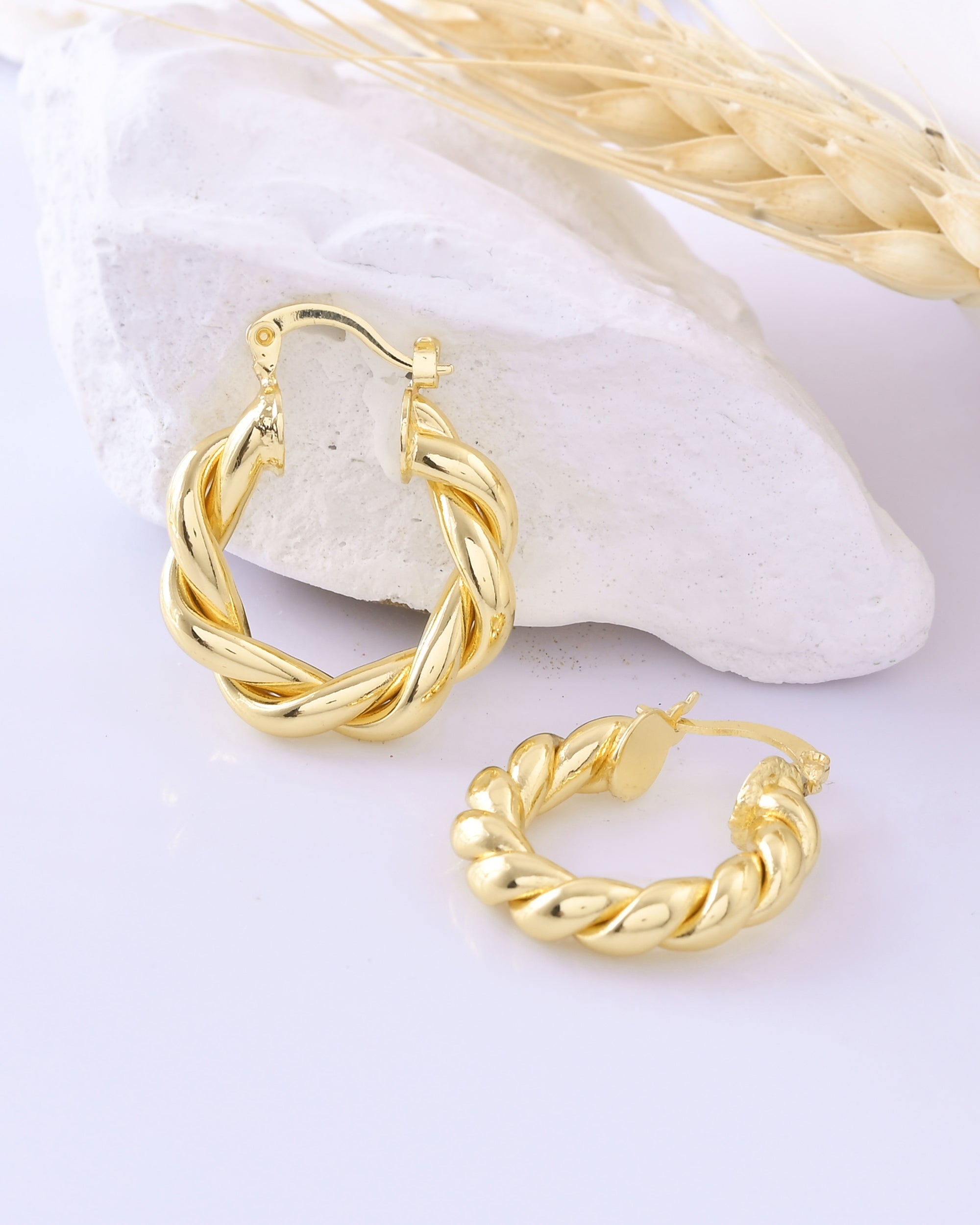 Gold-Tone Braided Hoop Earrings