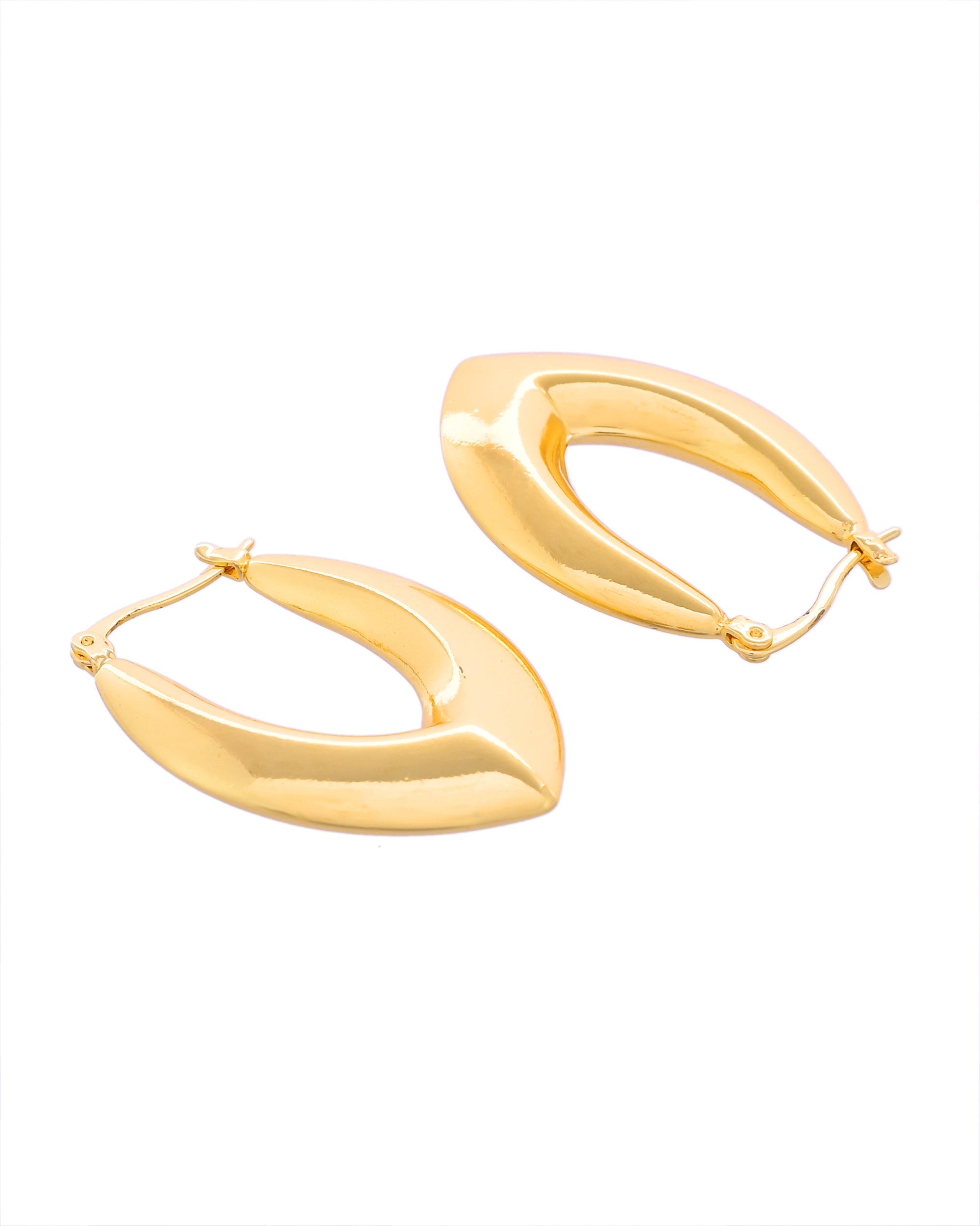 Gold-Plated V-Shaped Hoop Earrings