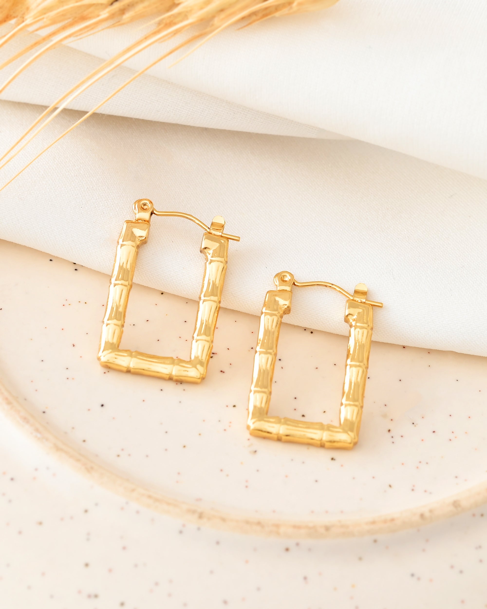 Gold-Tone Rectangular Hoop Earrings