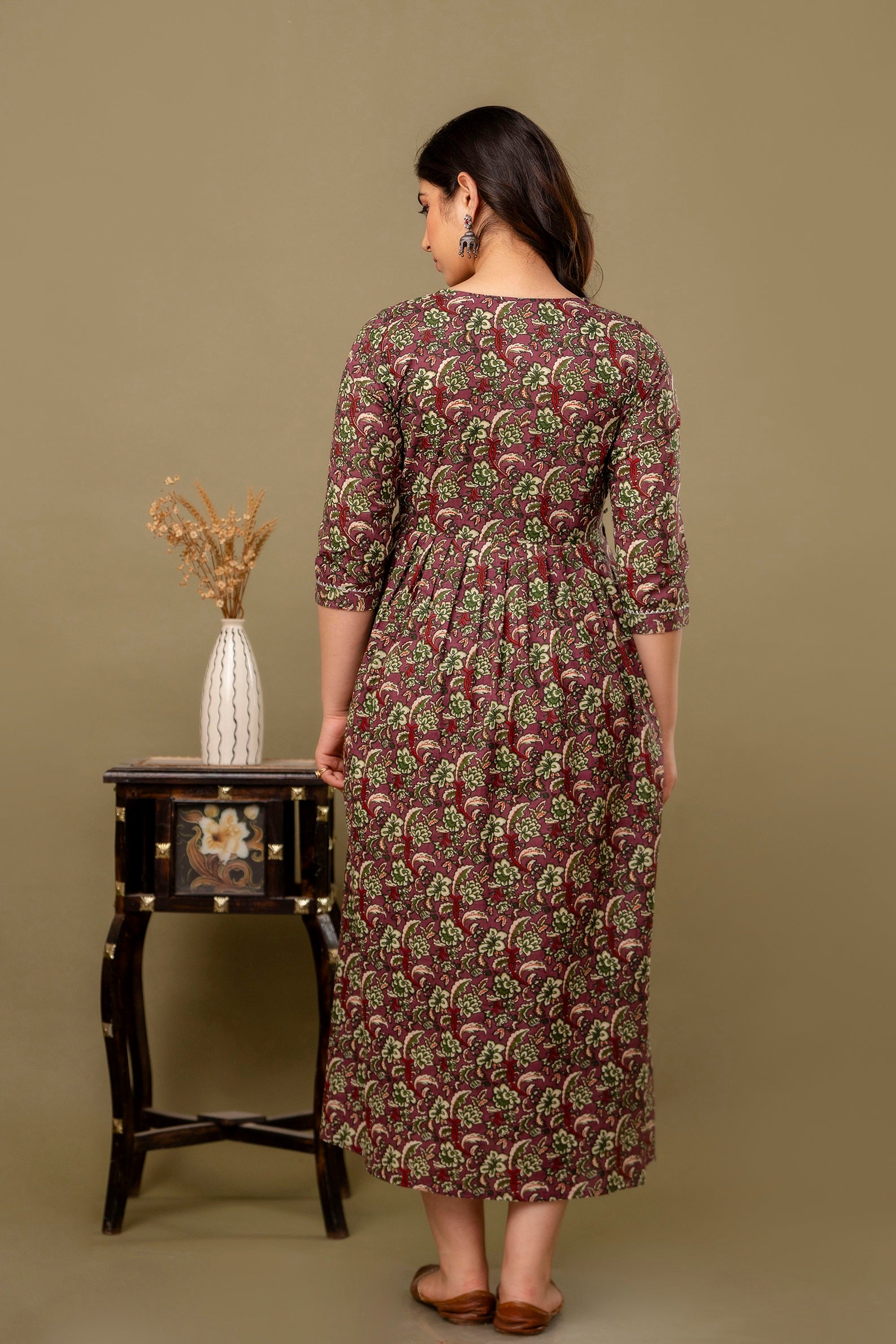 Women Floral Printed Pure Cotton Flared Maternity Maxi Dress