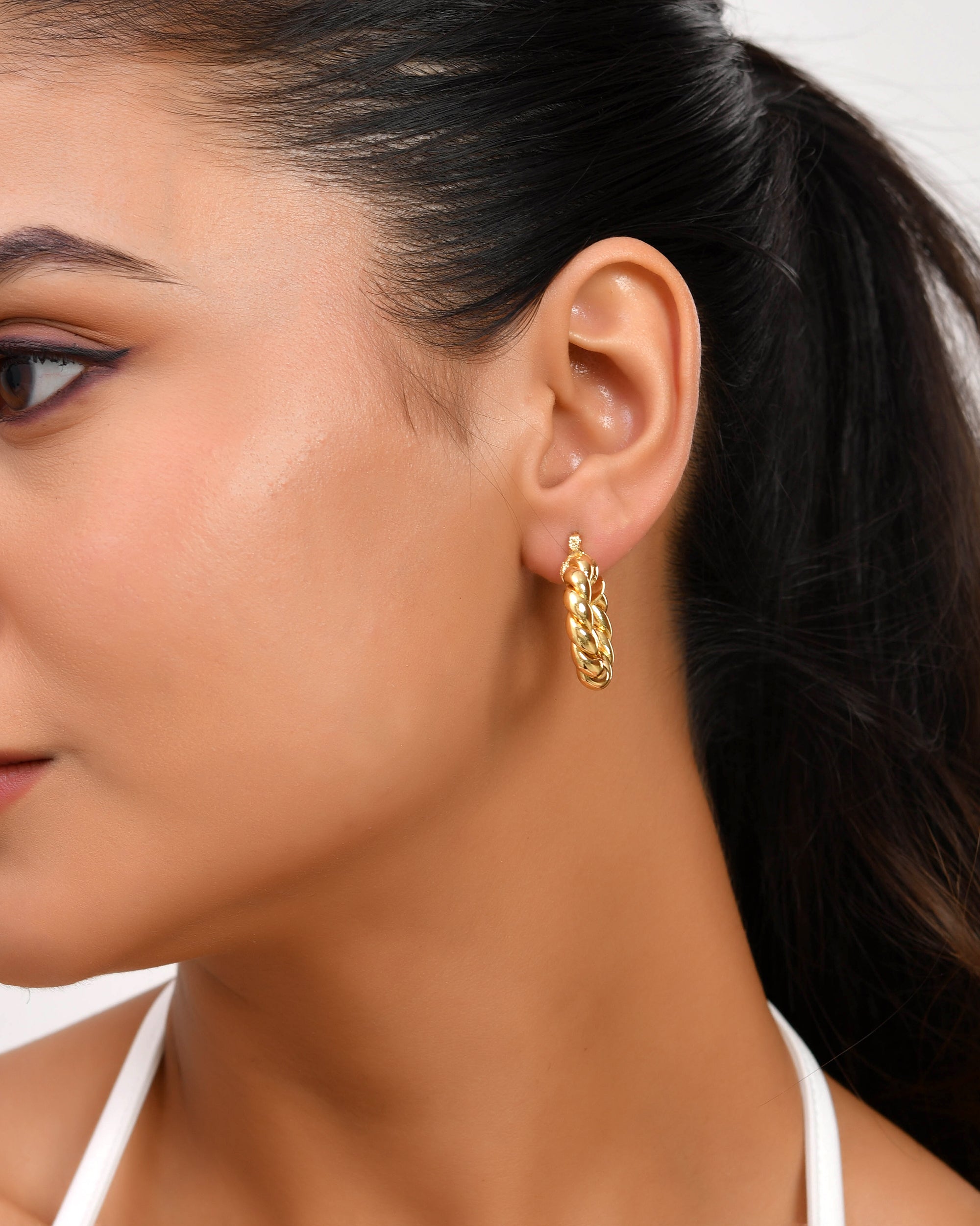 Gold-Tone Braided Hoop Earrings