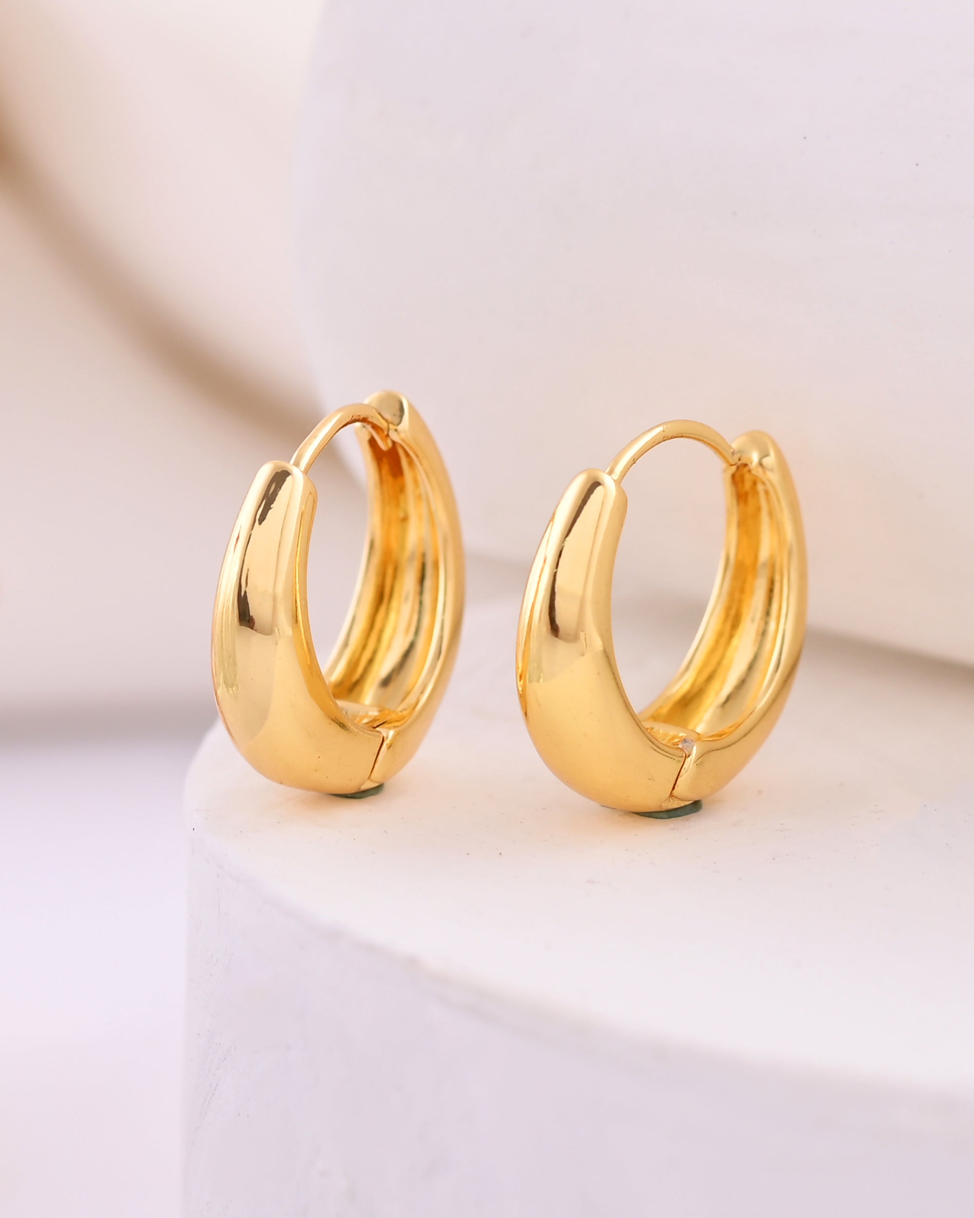 Gold-Plated Smooth Hoop Earrings Minimalist Design