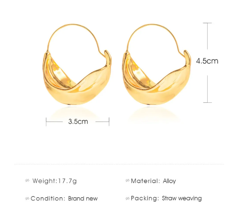 Stylish Gold Plated Hoop Earrings with Wave Design