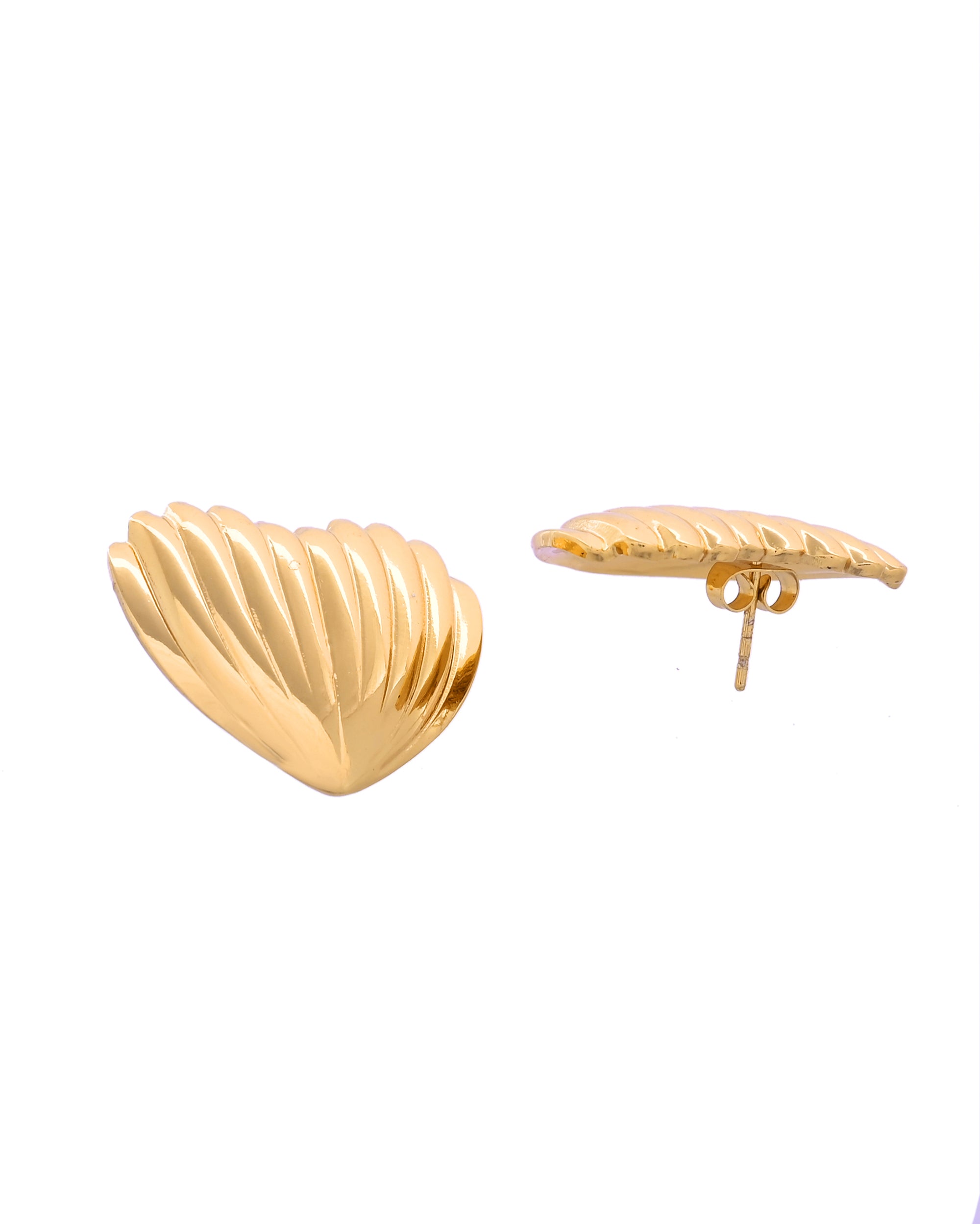 Gold-Tone Petal Shaped Stud Earrings
