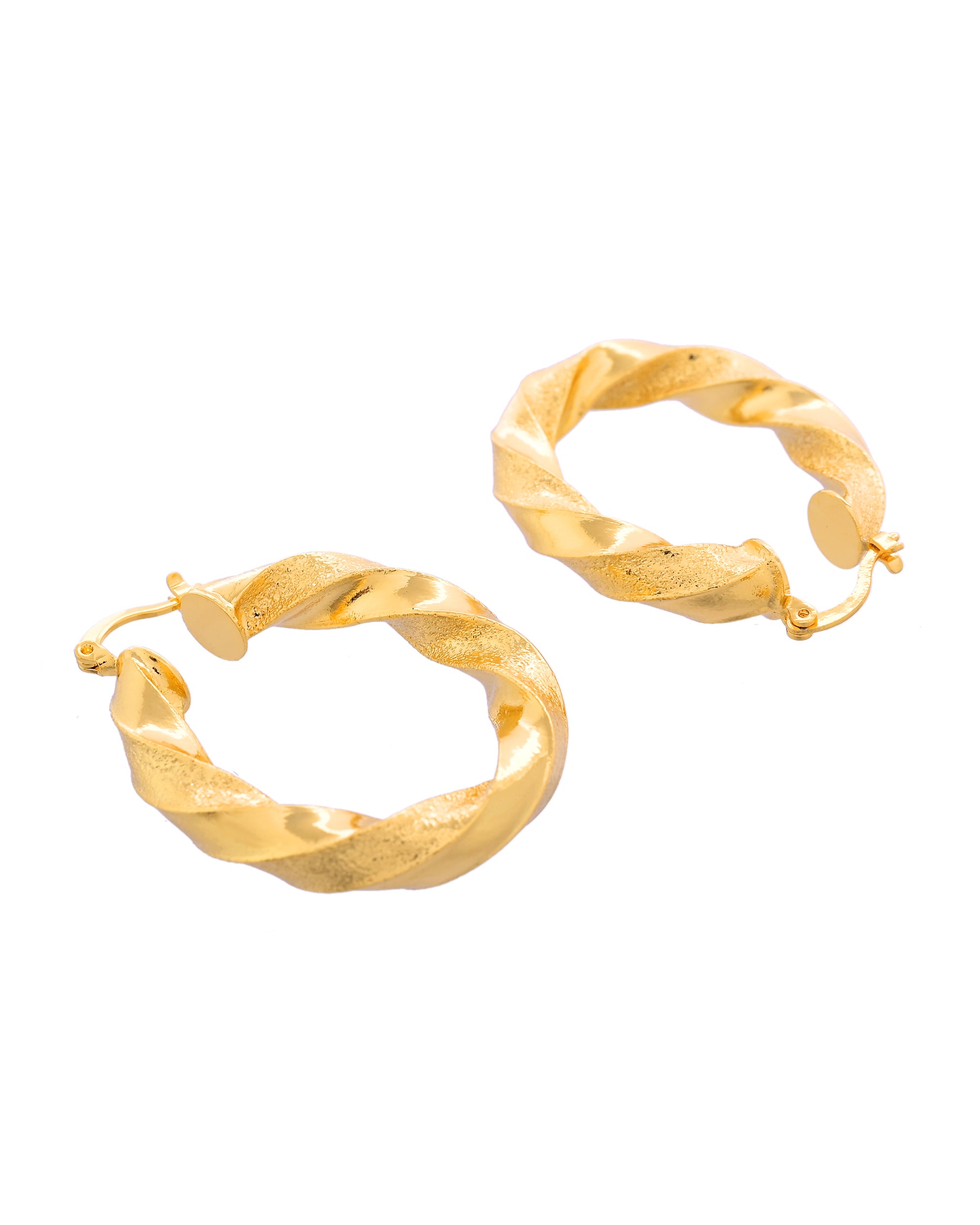 Gold-Tone Textured Twisted Hoop Earrings