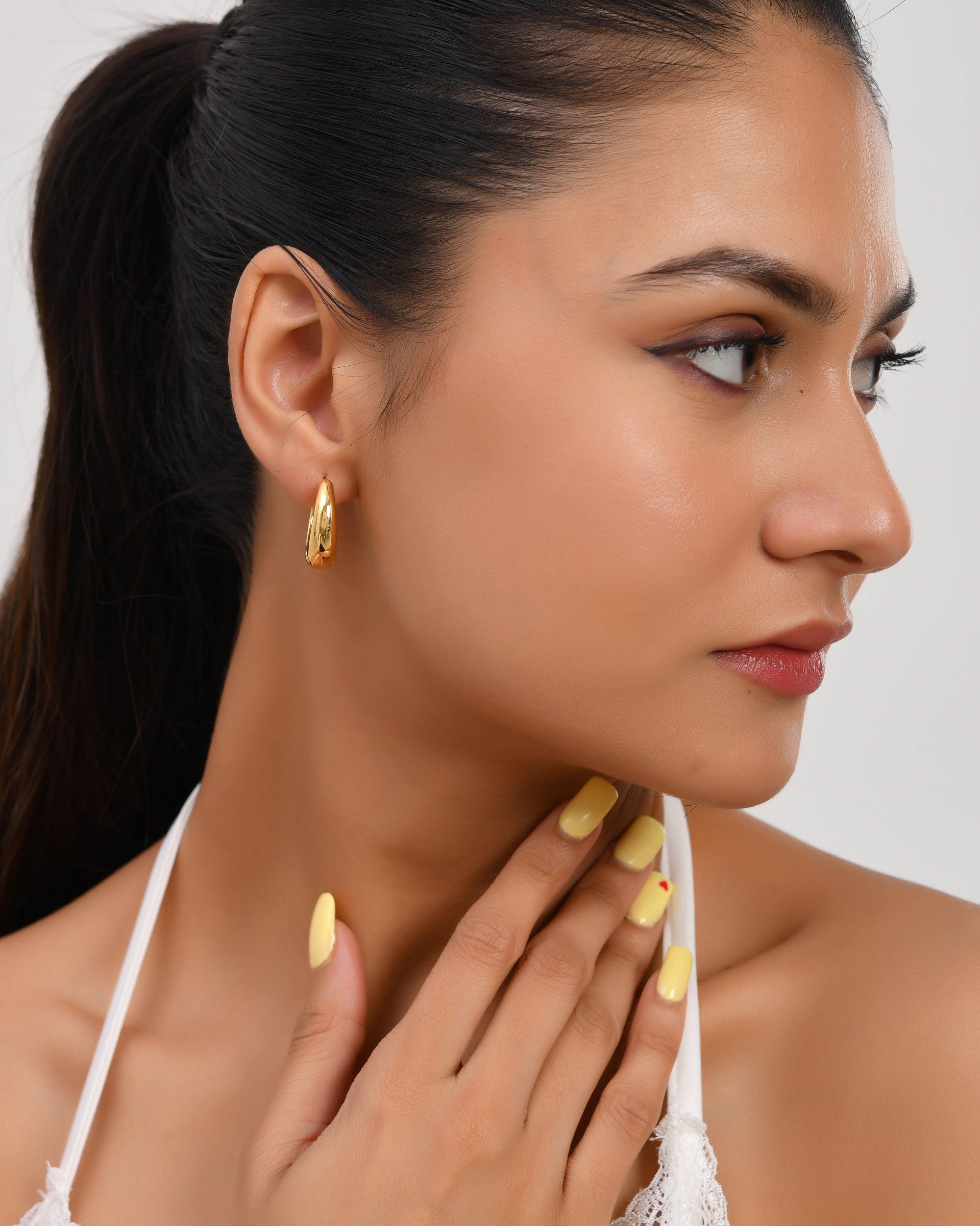 Gold-Plated Smooth Hoop Earrings Minimalist Design